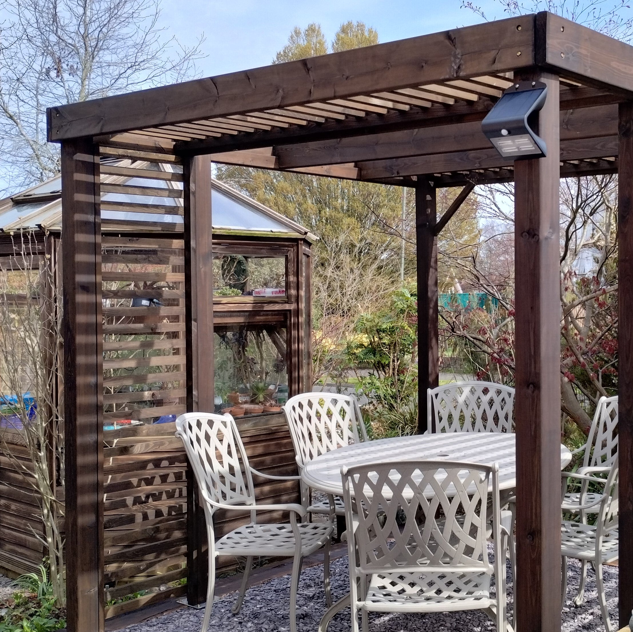 Freestanding Panel Pergola - Rustic Brown - 2.4m Width x 4.8m Length