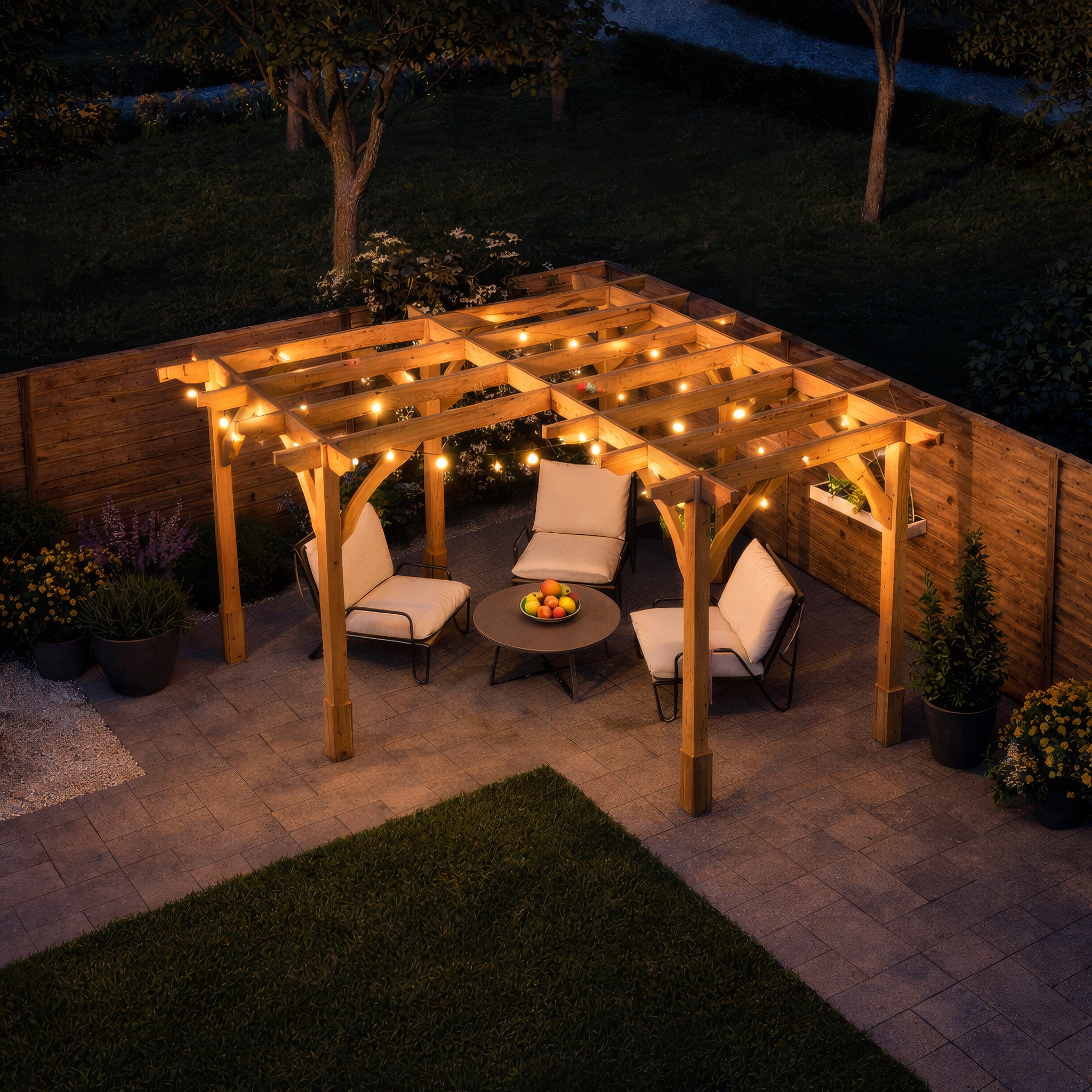 Freestanding Corner Premium Pergola - Light Green - 4.8m Width x 4.8m Length