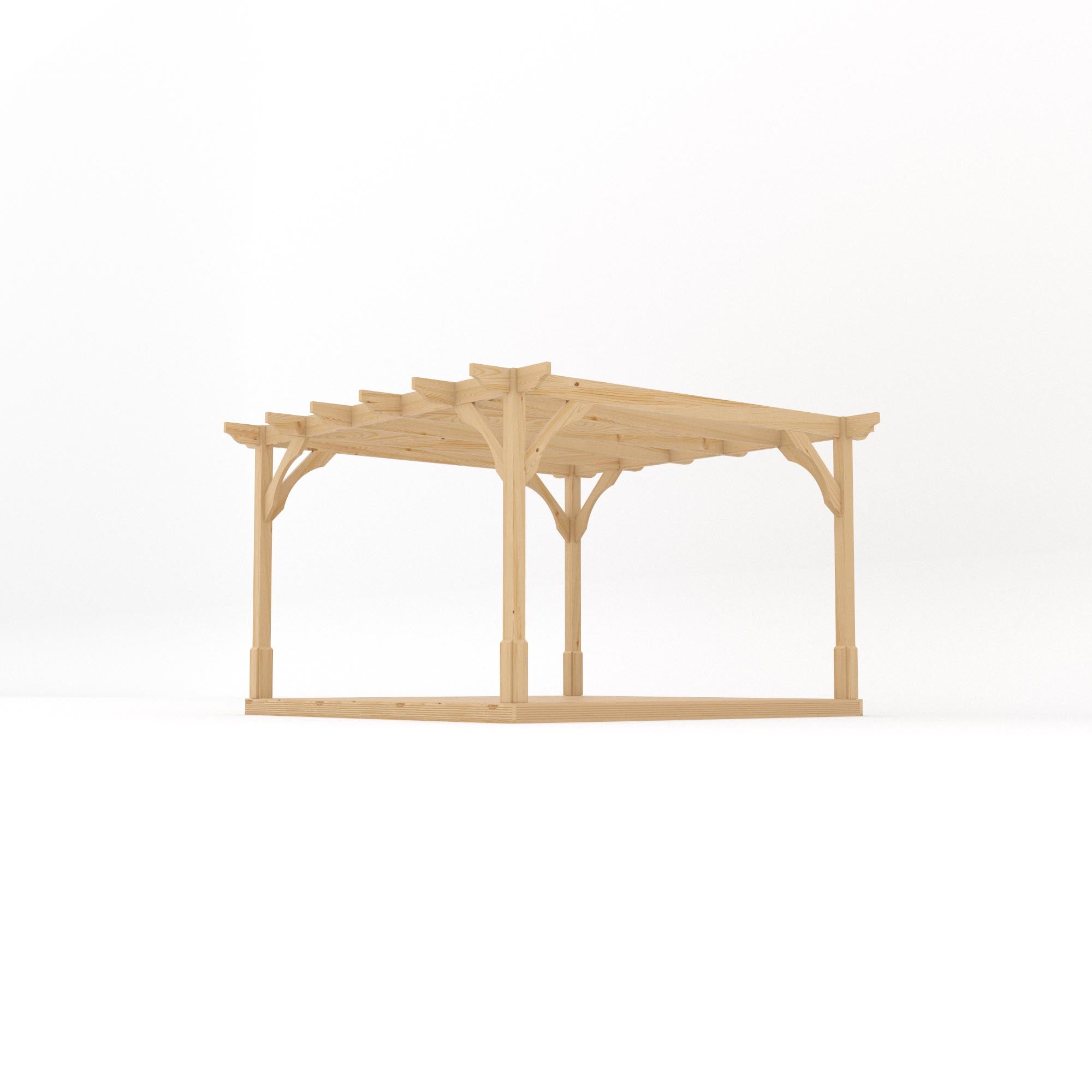 Freestanding Premium Pergola with Decking - Light Green - 3.6m Width x 3.6m Length