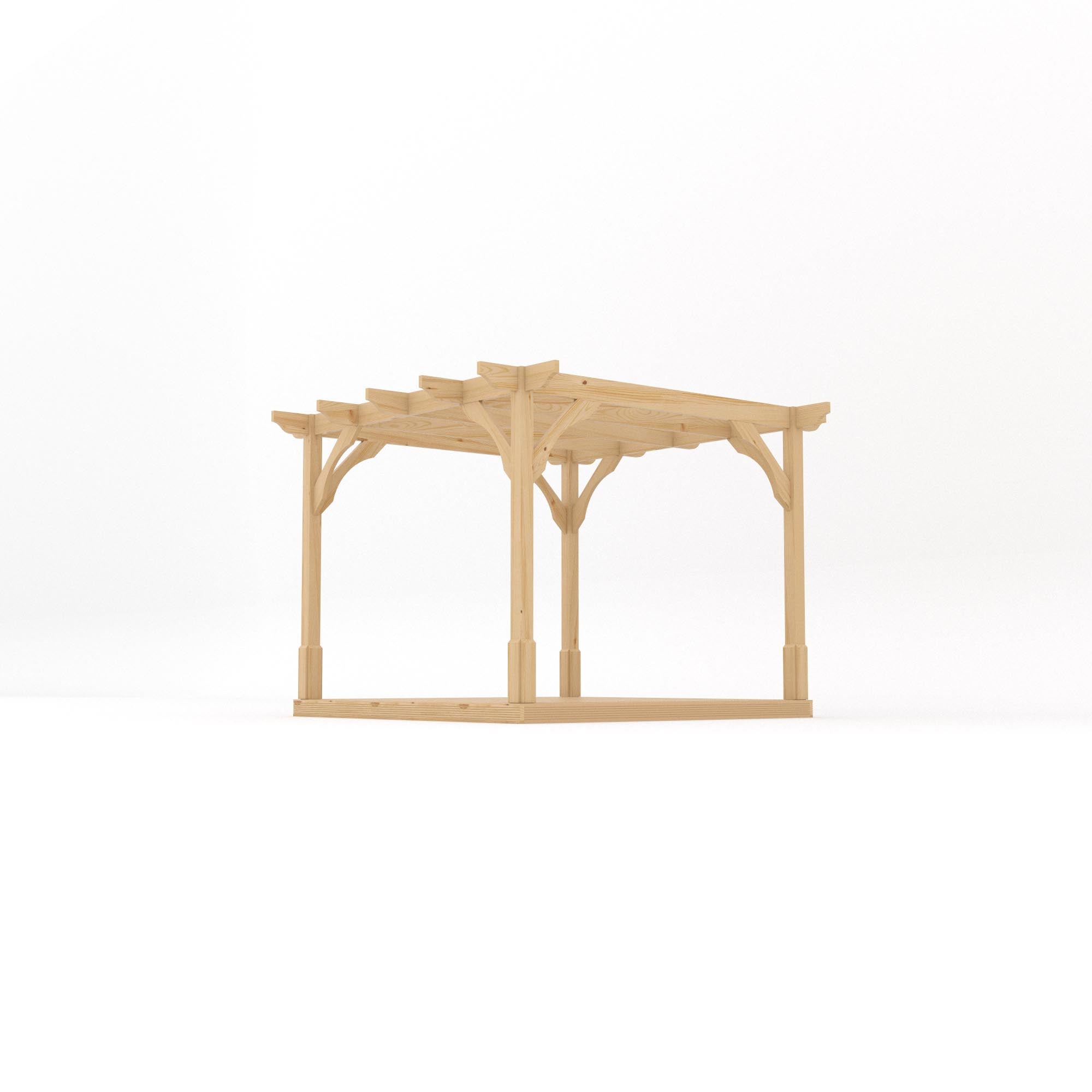 Freestanding Premium Pergola with Decking - Light Green - 3m Width x 3m Length