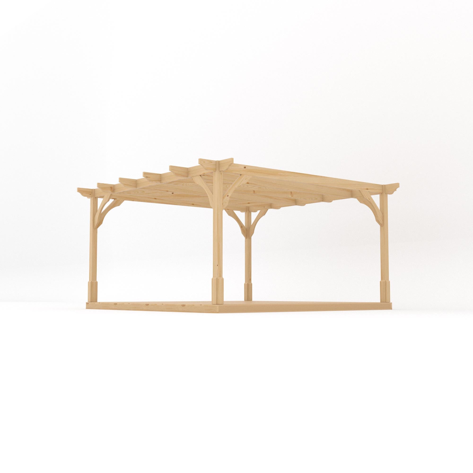 Freestanding Premium Pergola with Decking - Light Green - 4.2m Width x 4.2m Length