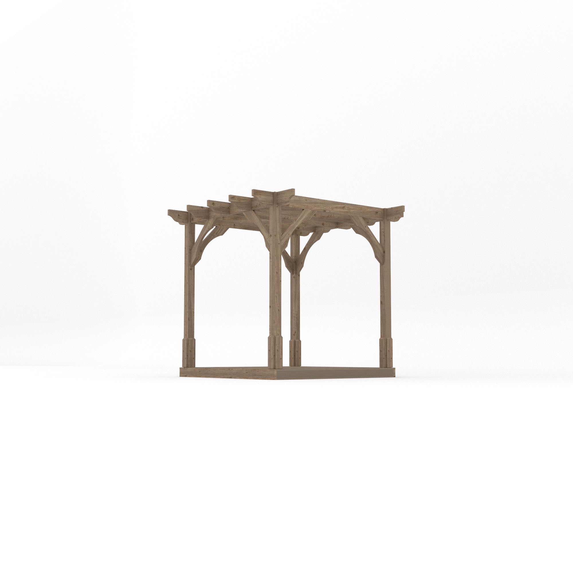 Freestanding Premium Pergola with Decking - Rustic Brown - 2.4m Width x 2.4m Length