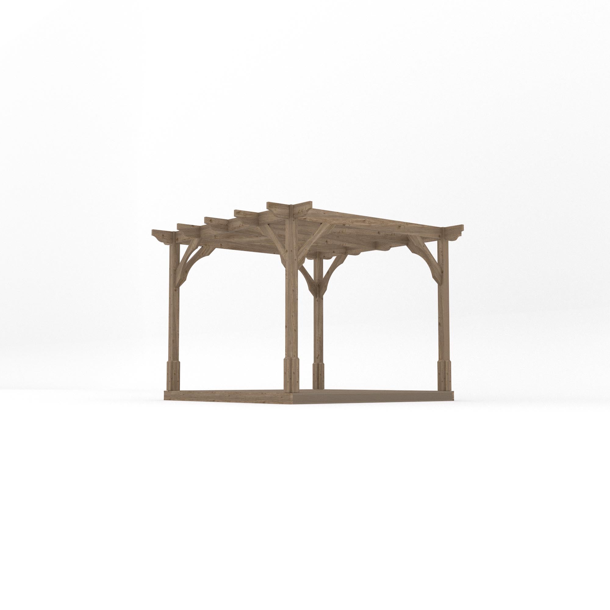 Freestanding Premium Pergola with Decking - Rustic Brown - 3m Width x 3m Length