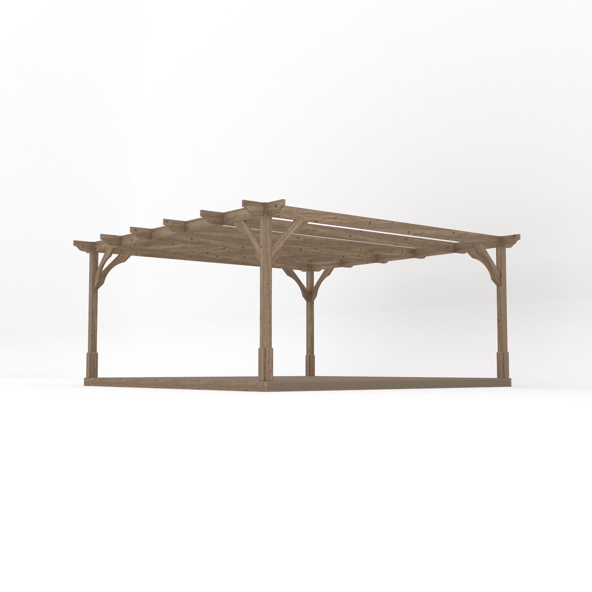 Freestanding Premium Pergola with Decking - Rustic Brown - 4.8m Width x 4.8m Length