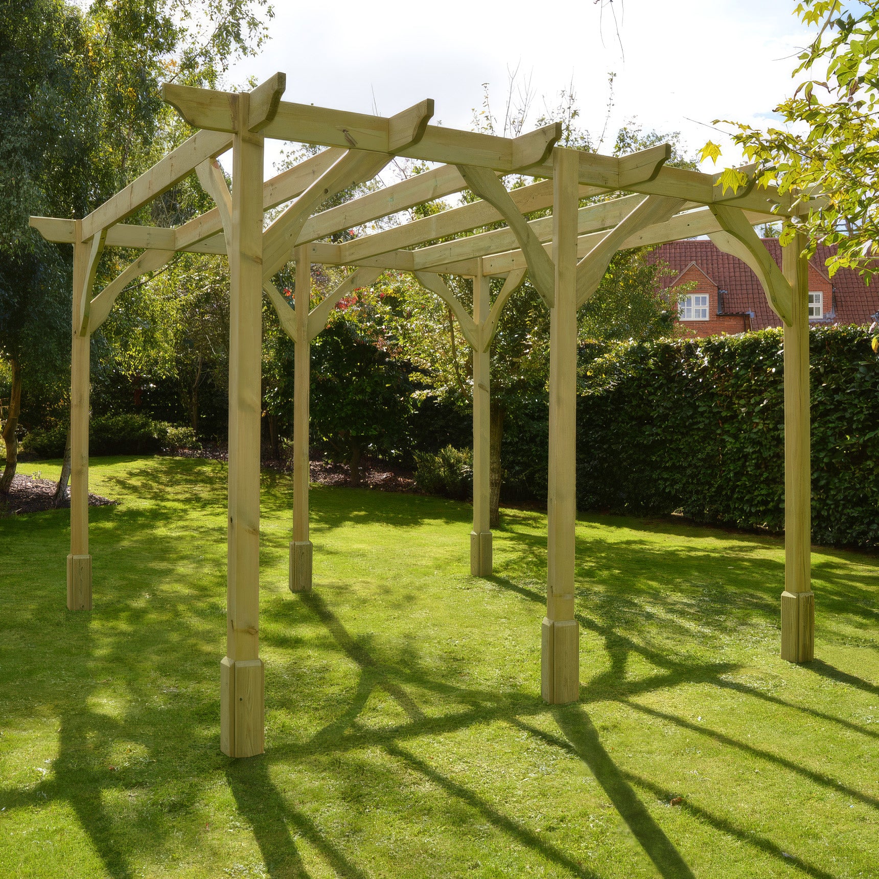 Freestanding Premium Pergola - Light Green - 4.2m Width x 7.2m Length