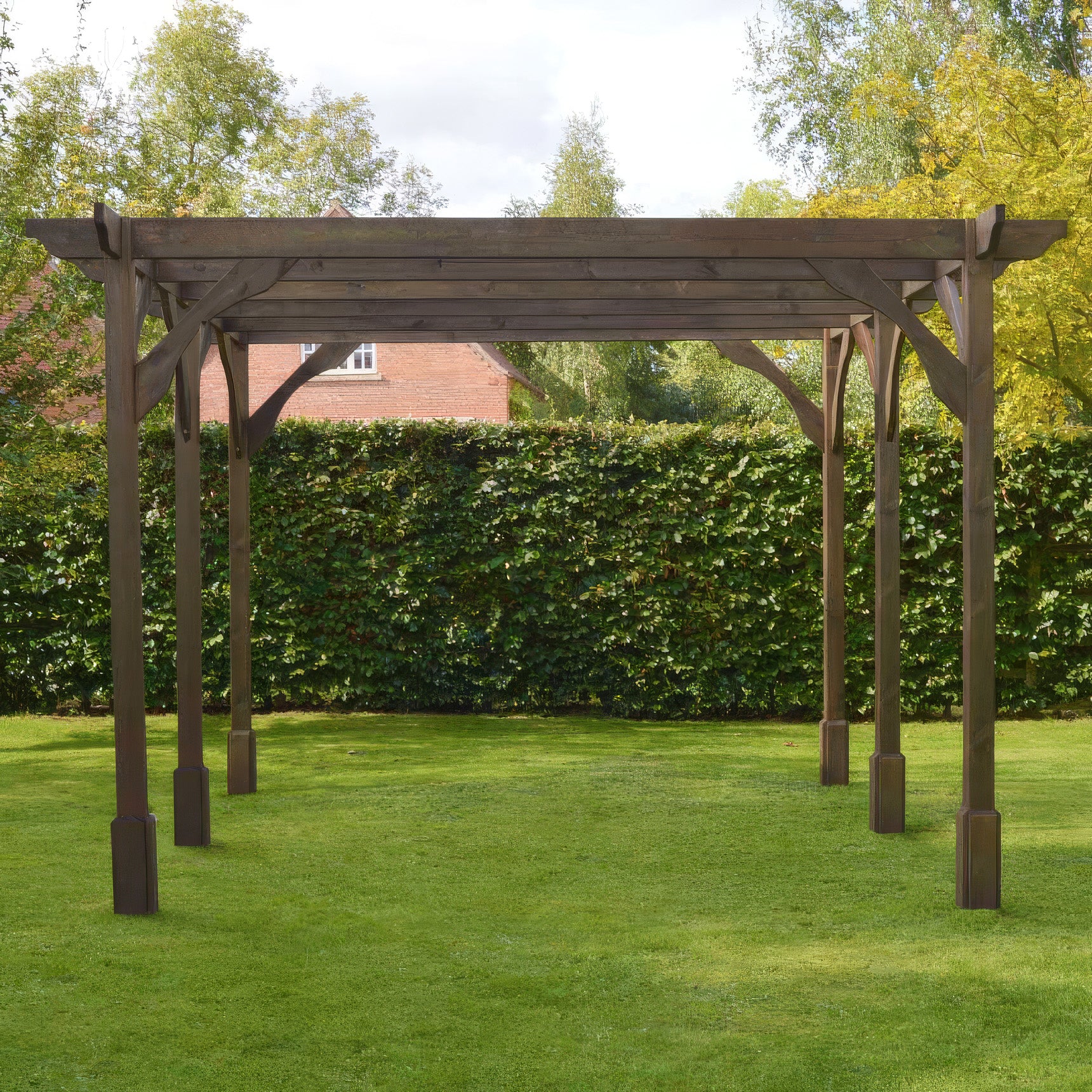 Freestanding Premium Pergola - Rustic Brown - 4.2m Width x 7.2m Length
