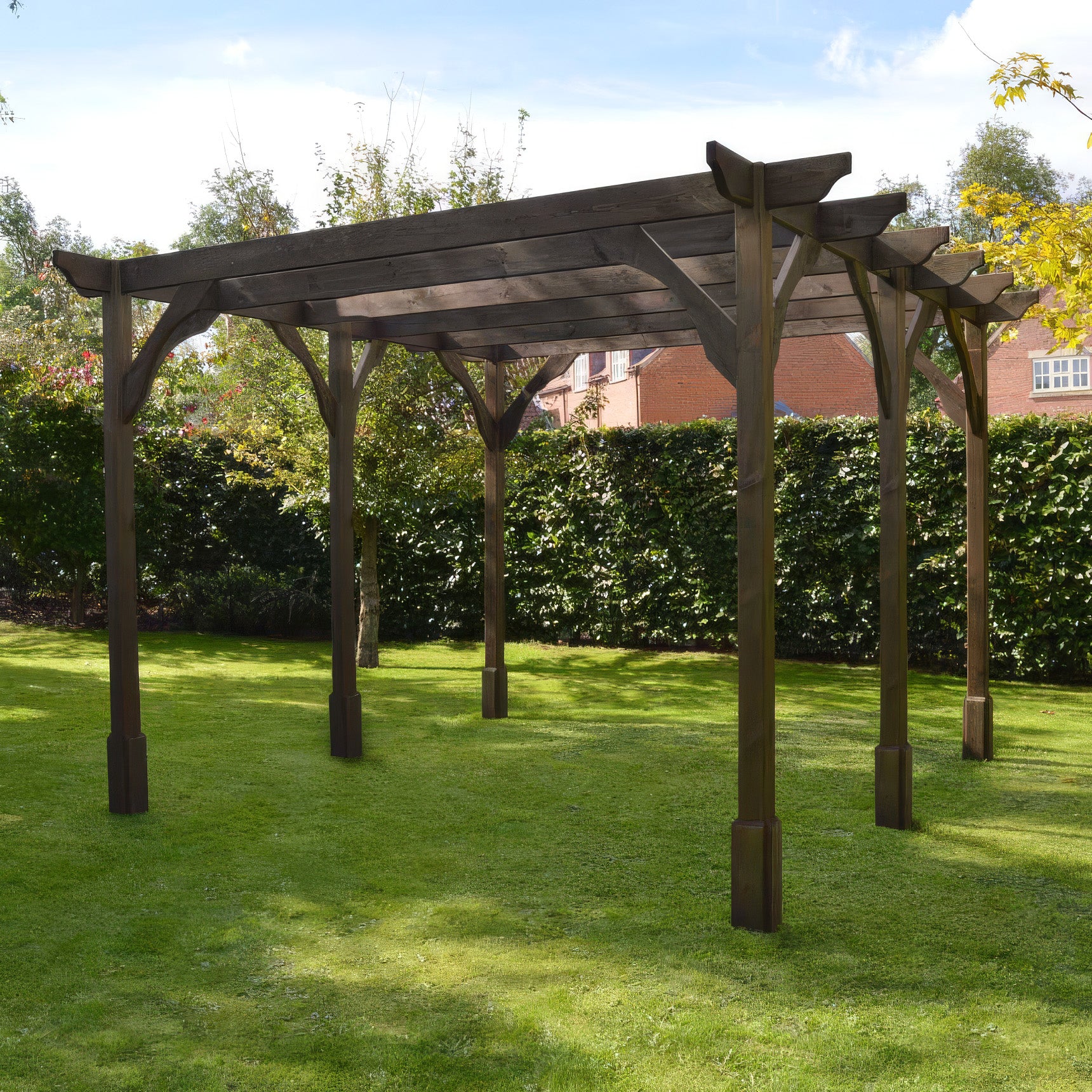 Freestanding Premium Pergola - Rustic Brown - 4.2m Width x 7.2m Length