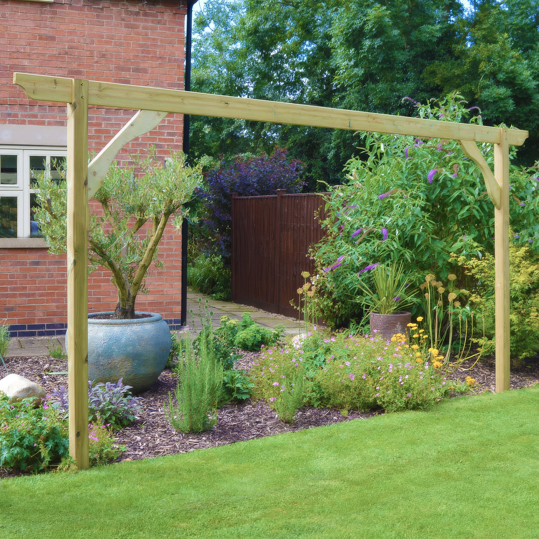 Freestanding Screen Pergola - Light Green - 3m Length