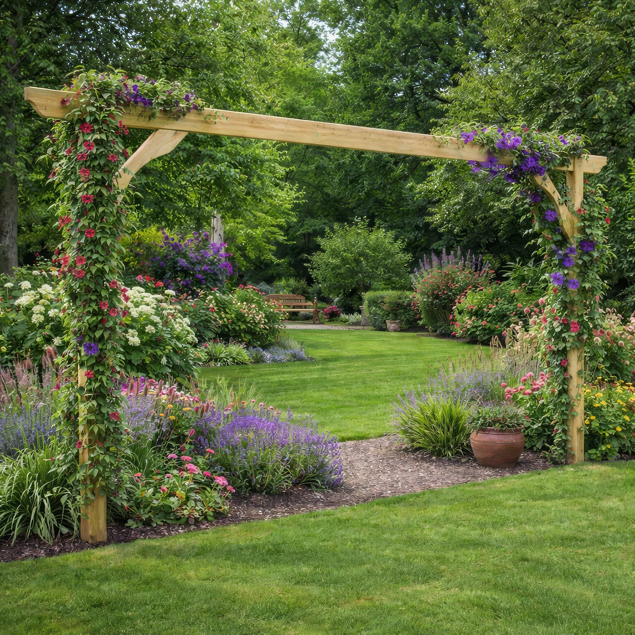 Freestanding Screen Pergola - Light Green - 2.4m Length