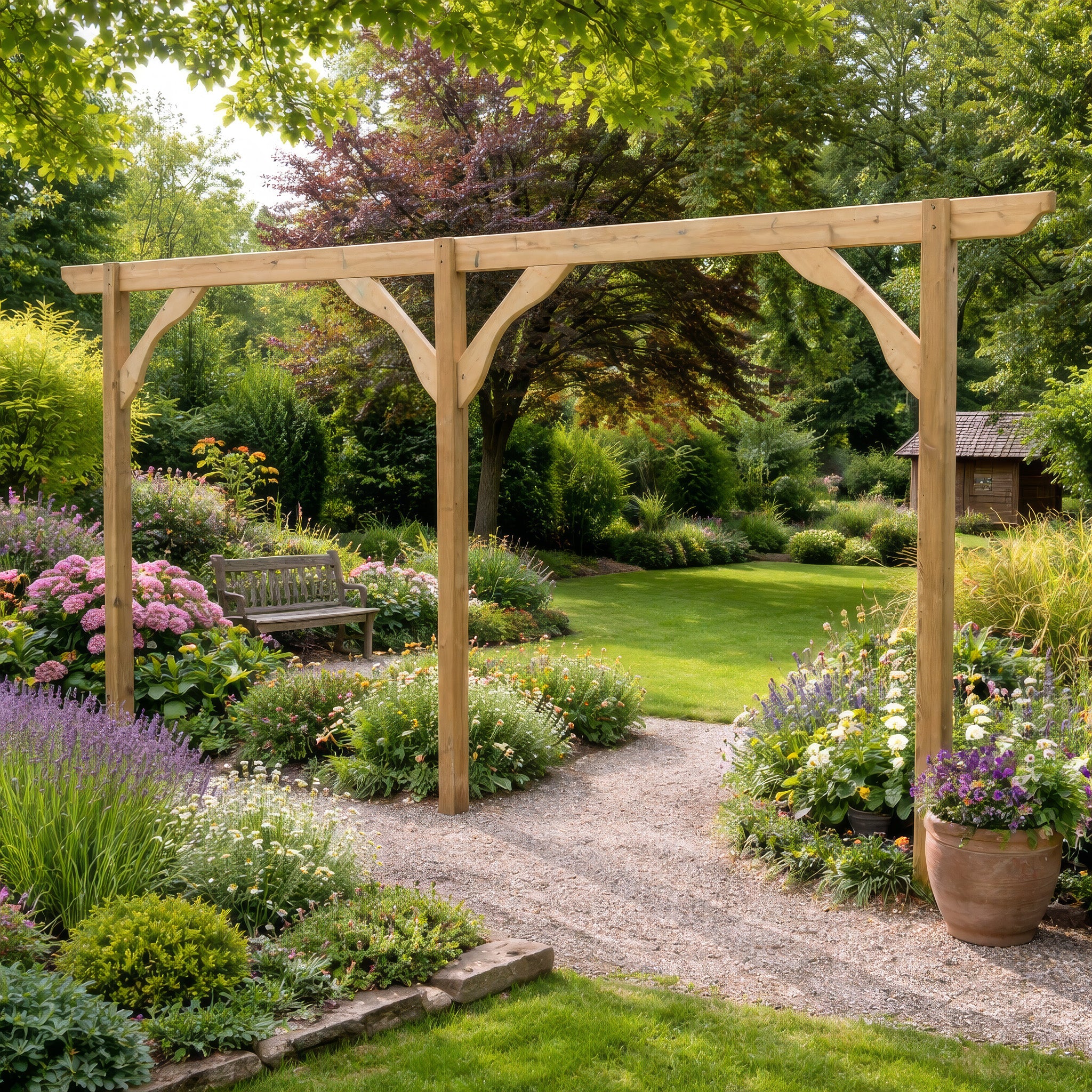 Freestanding Screen Pergola - Light Green - 3.6m Length
