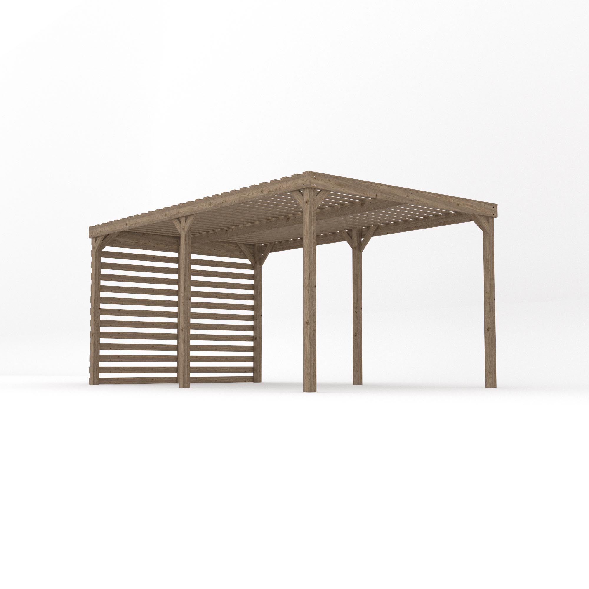 Freestanding Shade Pergola - Rustic Brown - 3m Width x 4.8m Length