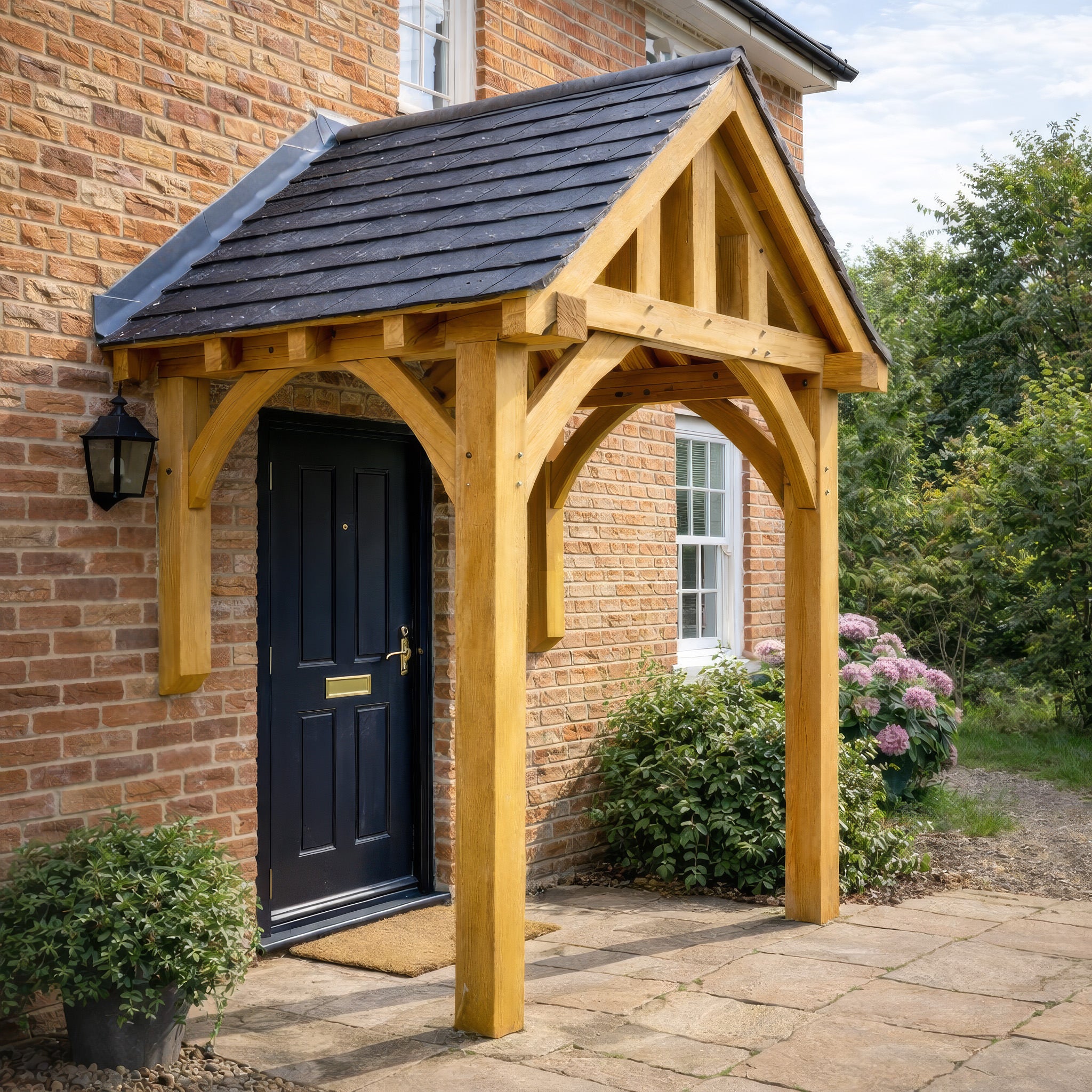 Green Oak Framed Half Post Porch - 1.2m Depth x 2m Width