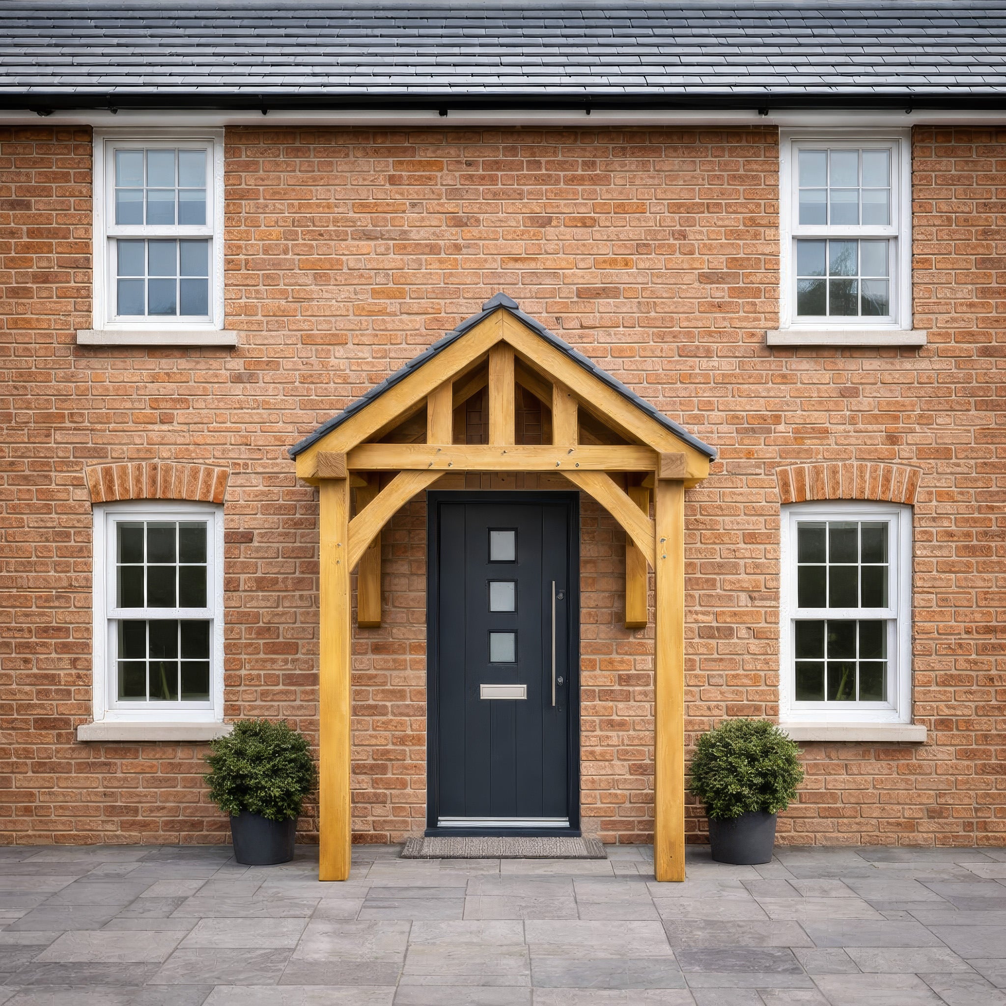 Green Oak Framed Half Post Porch - 1.2m Depth x 2m Width
