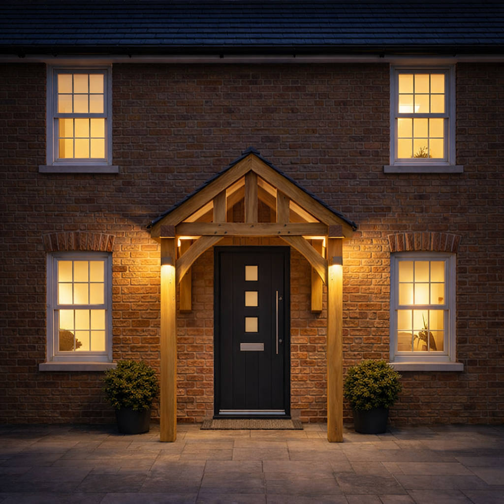 Green Oak Framed Half Post Porch - 1.2m Depth x 2m Width