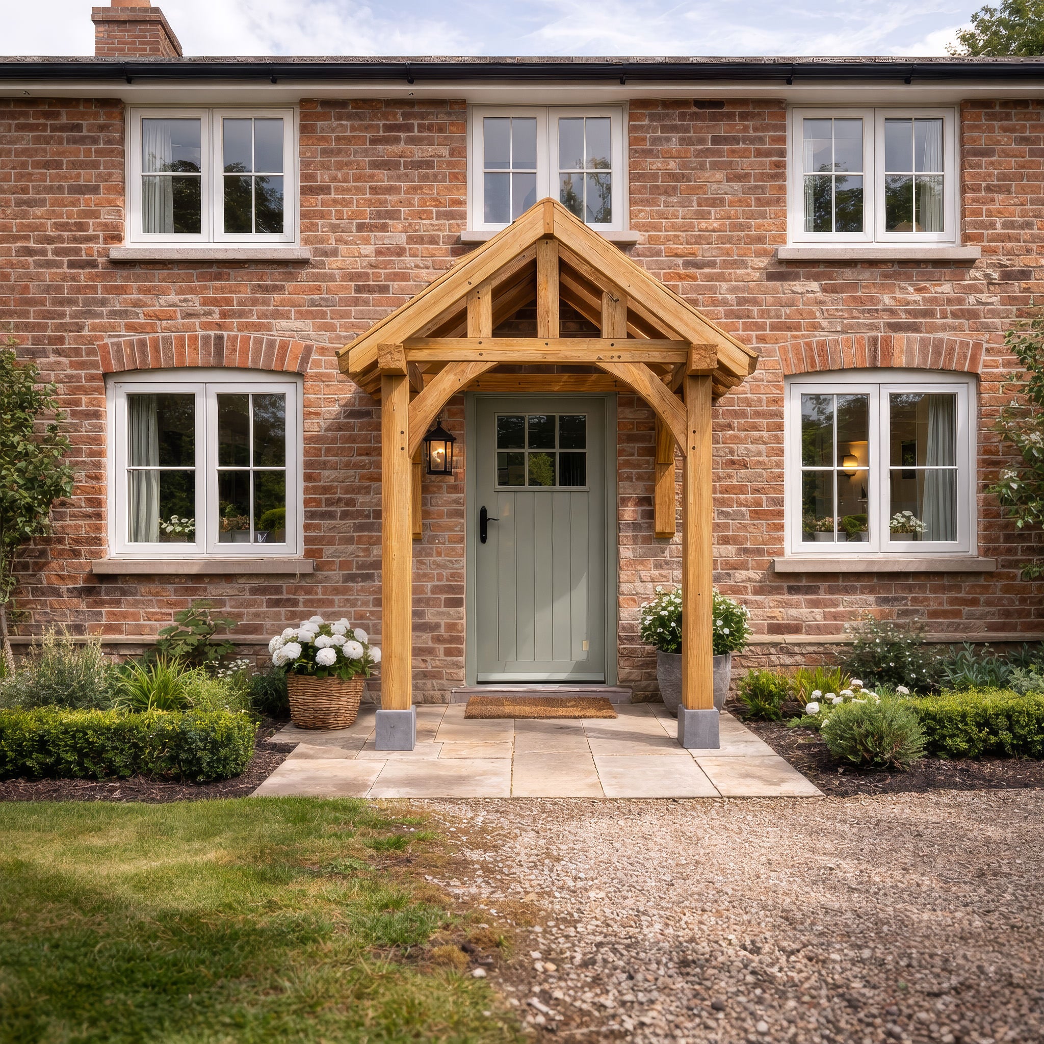 Green Oak Framed Half Post Porch - 1.2m Depth x 2m Width