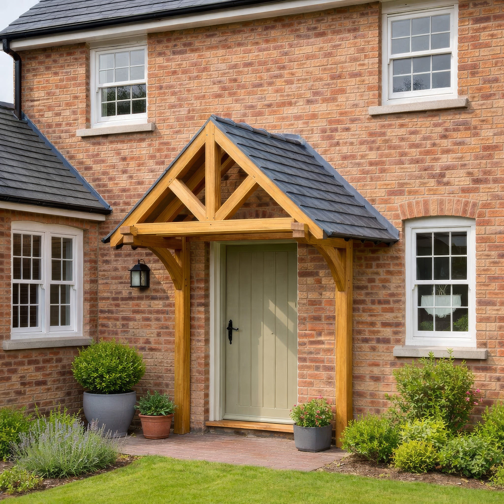 Green Oak Framed Mounted Porch - 0.98m Depth x 2.4m Width
