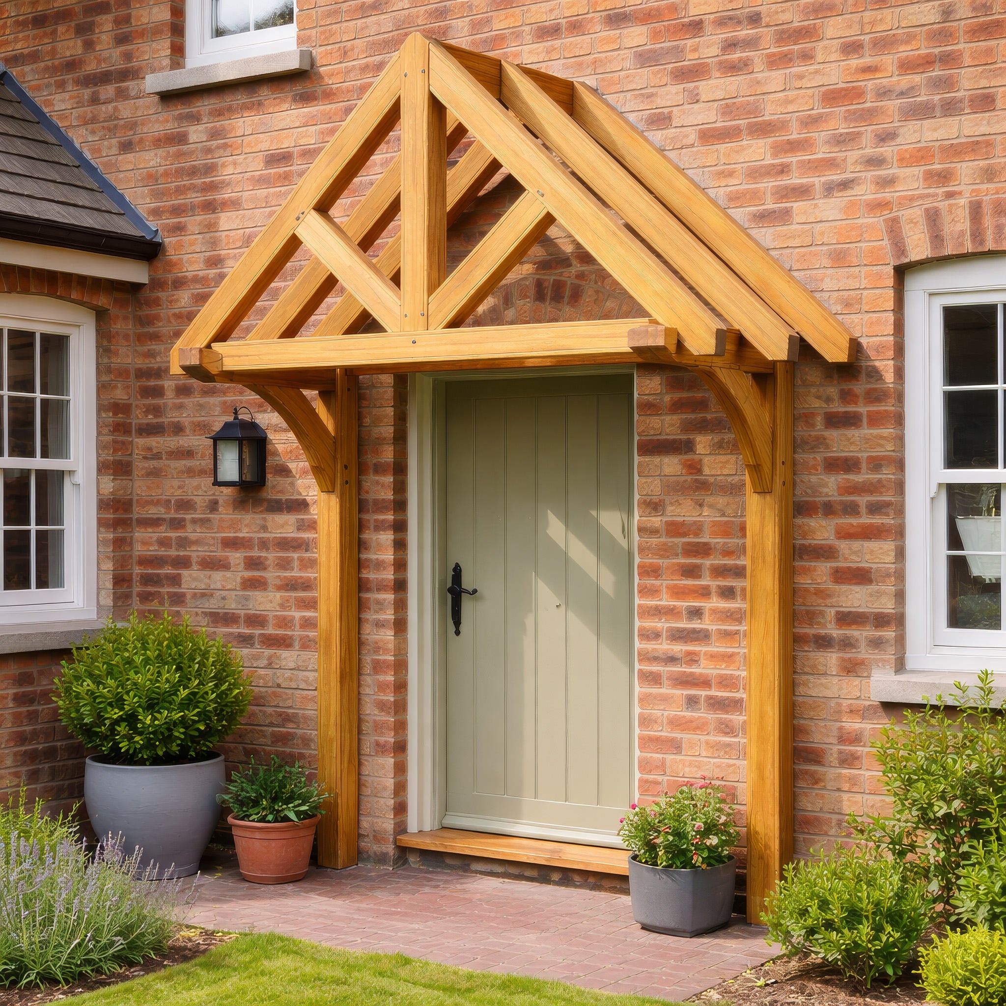 Green Oak Framed Mounted Porch - 0.98m Depth x 2.4m Width