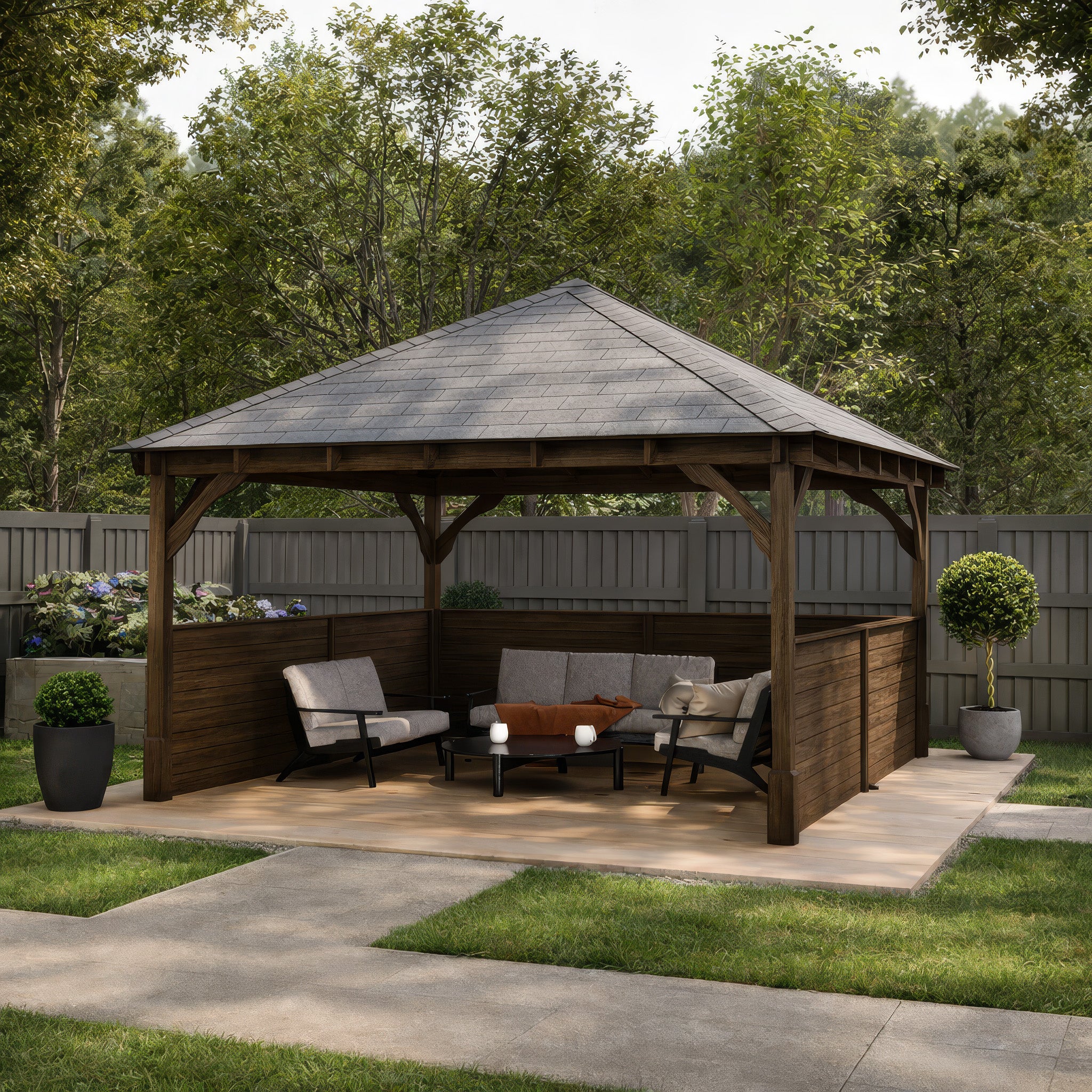 Ayston Apex Gazebo - Rustic Brown - 3m Width x 3m Length