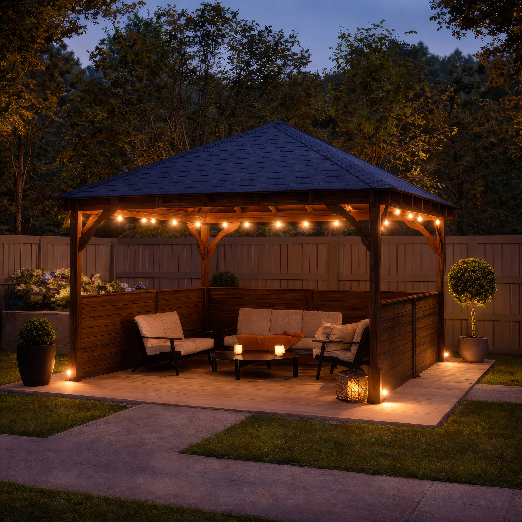 Ayston Apex Gazebo - Rustic Brown - 3m Width x 3m Length