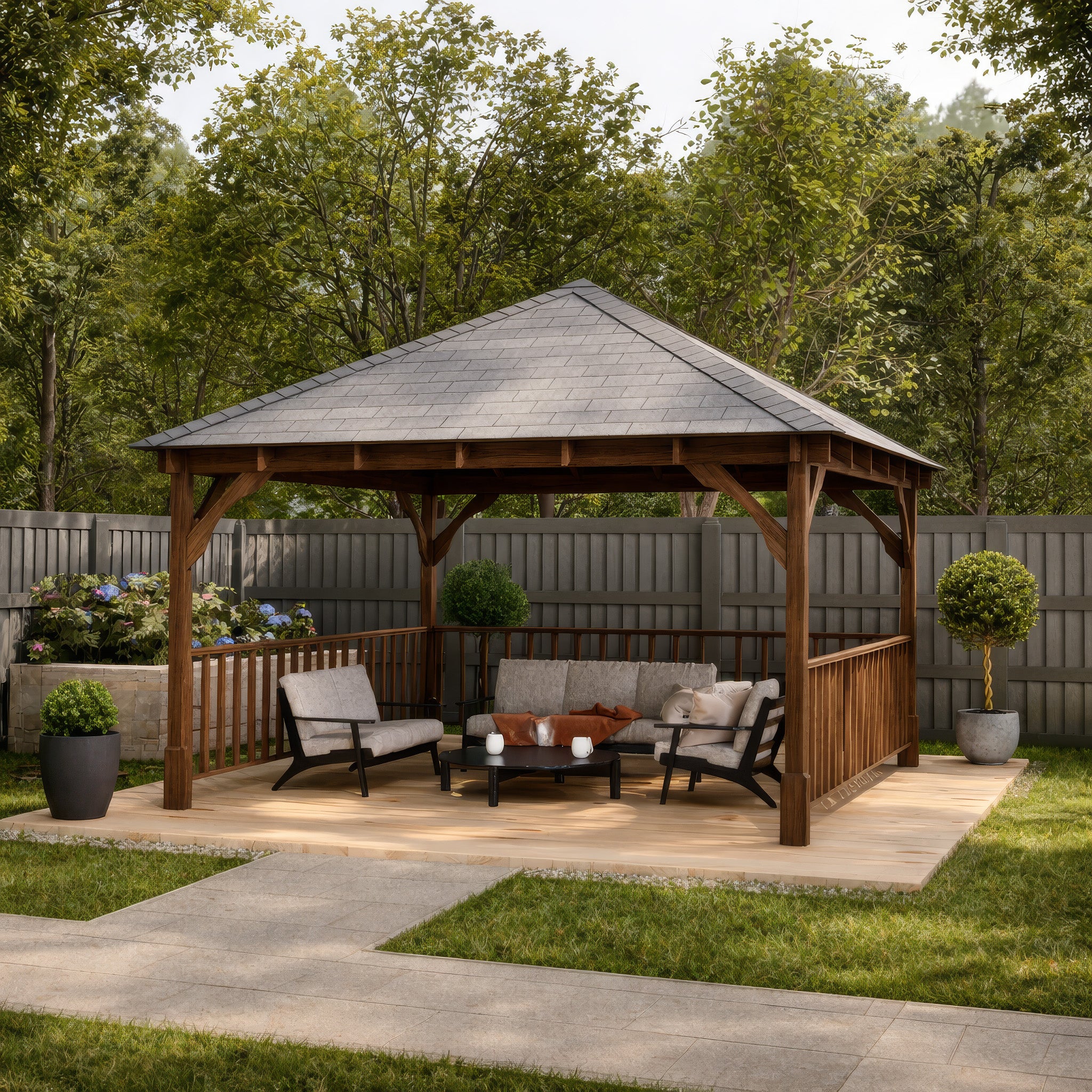 Ayston Apex Gazebo - Rustic Brown - 3m Width x 3m Length