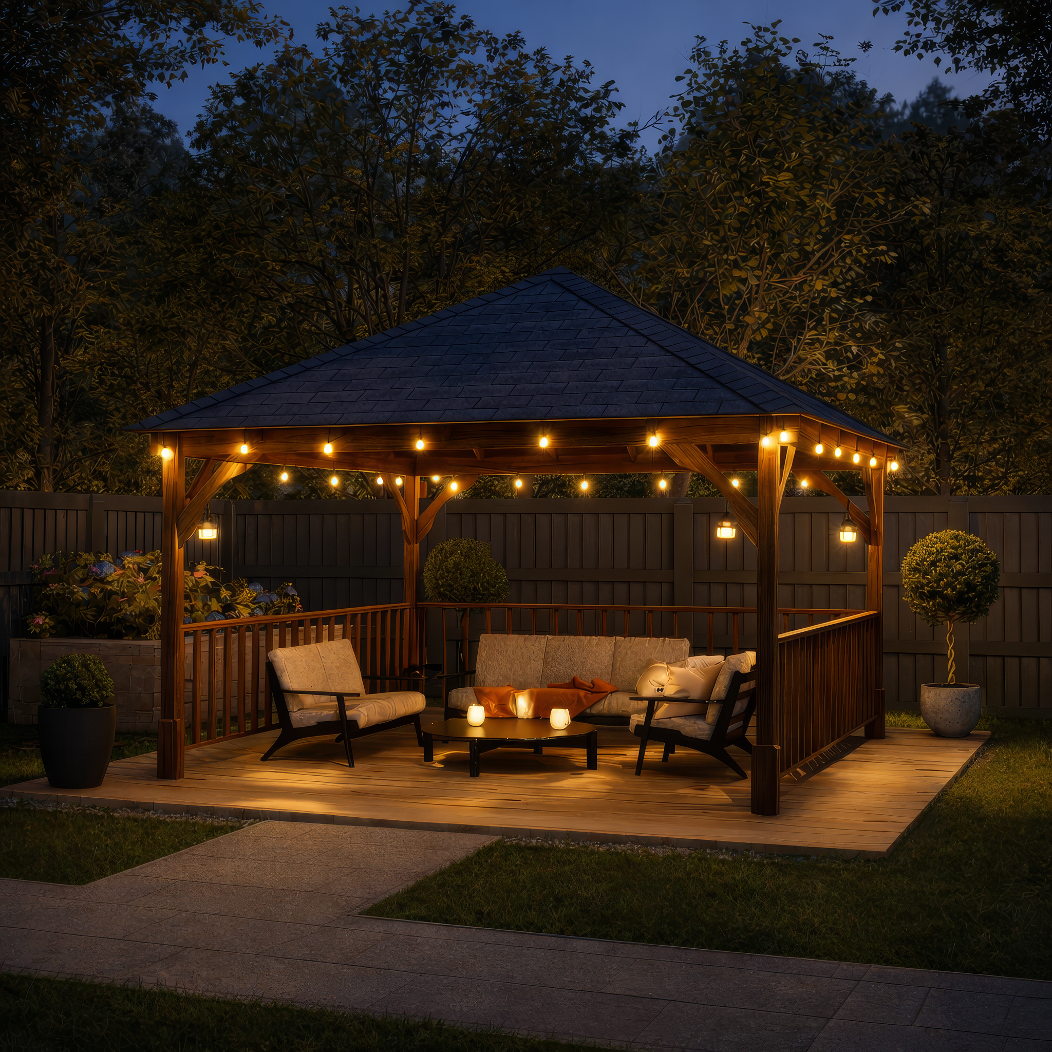 Ayston Apex Gazebo - Rustic Brown - 3m Width x 3m Length