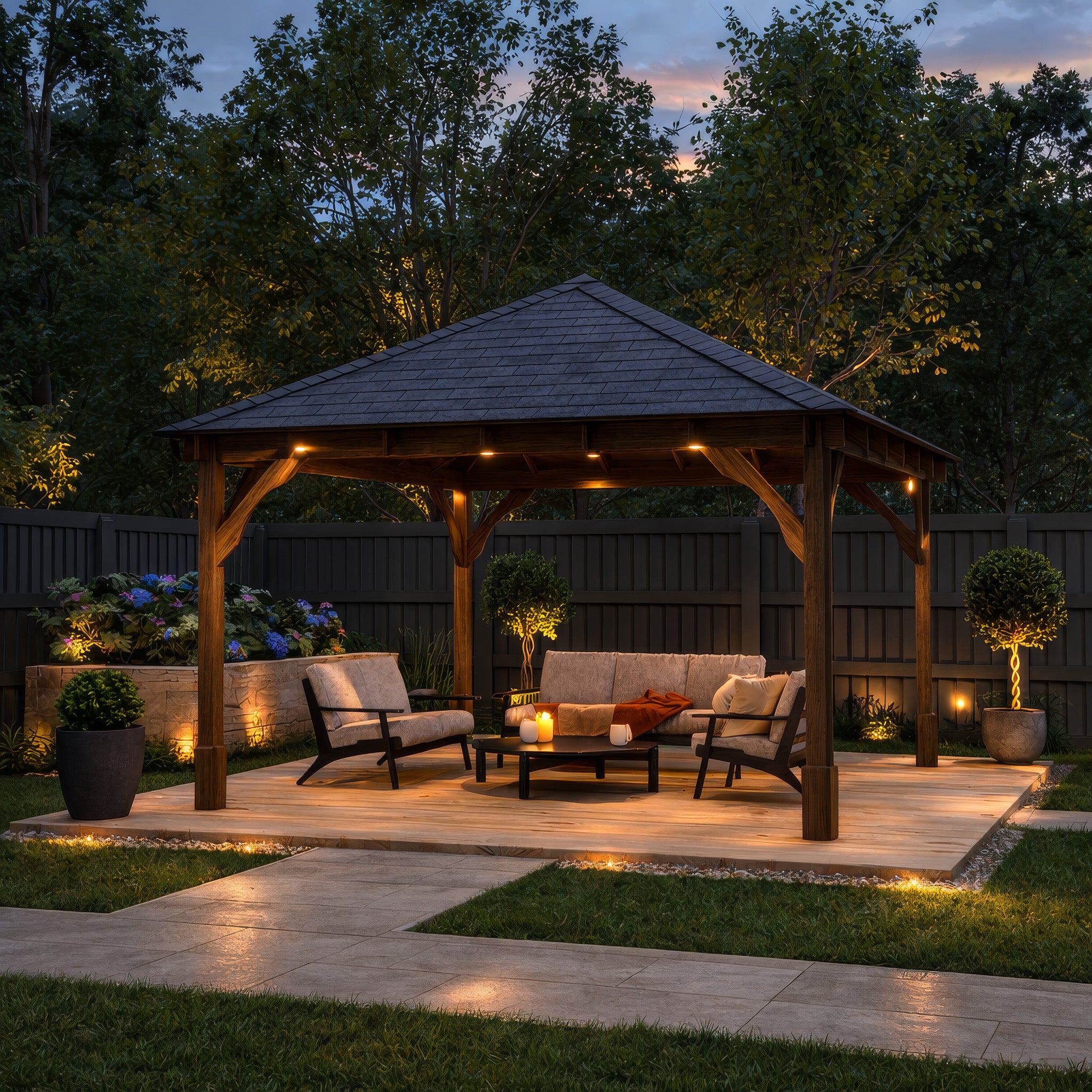 Ayston Apex Gazebo - Rustic Brown - 4m Width x 4m Length