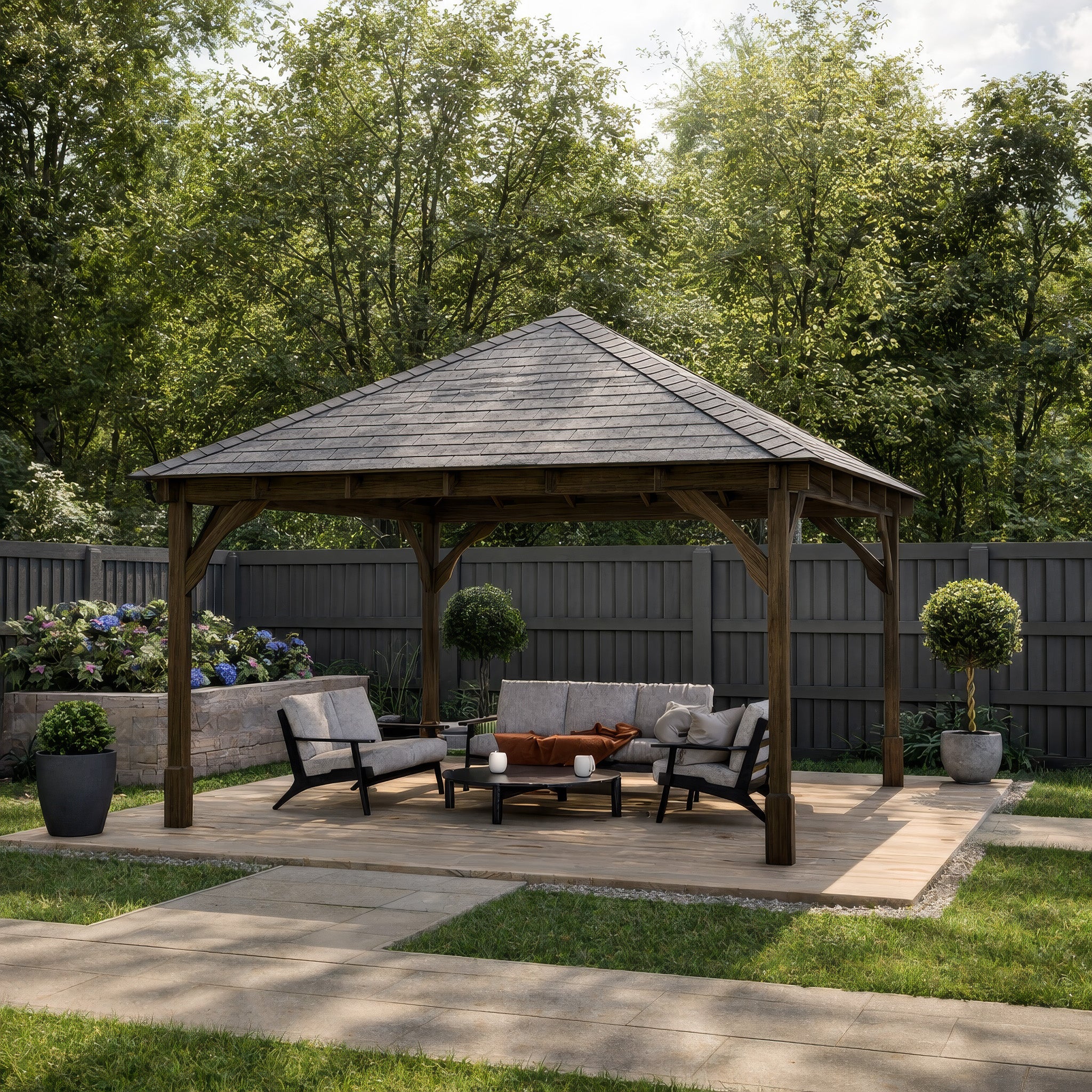 Ayston Apex Gazebo - Rustic Brown - 3m Width x 3m Length