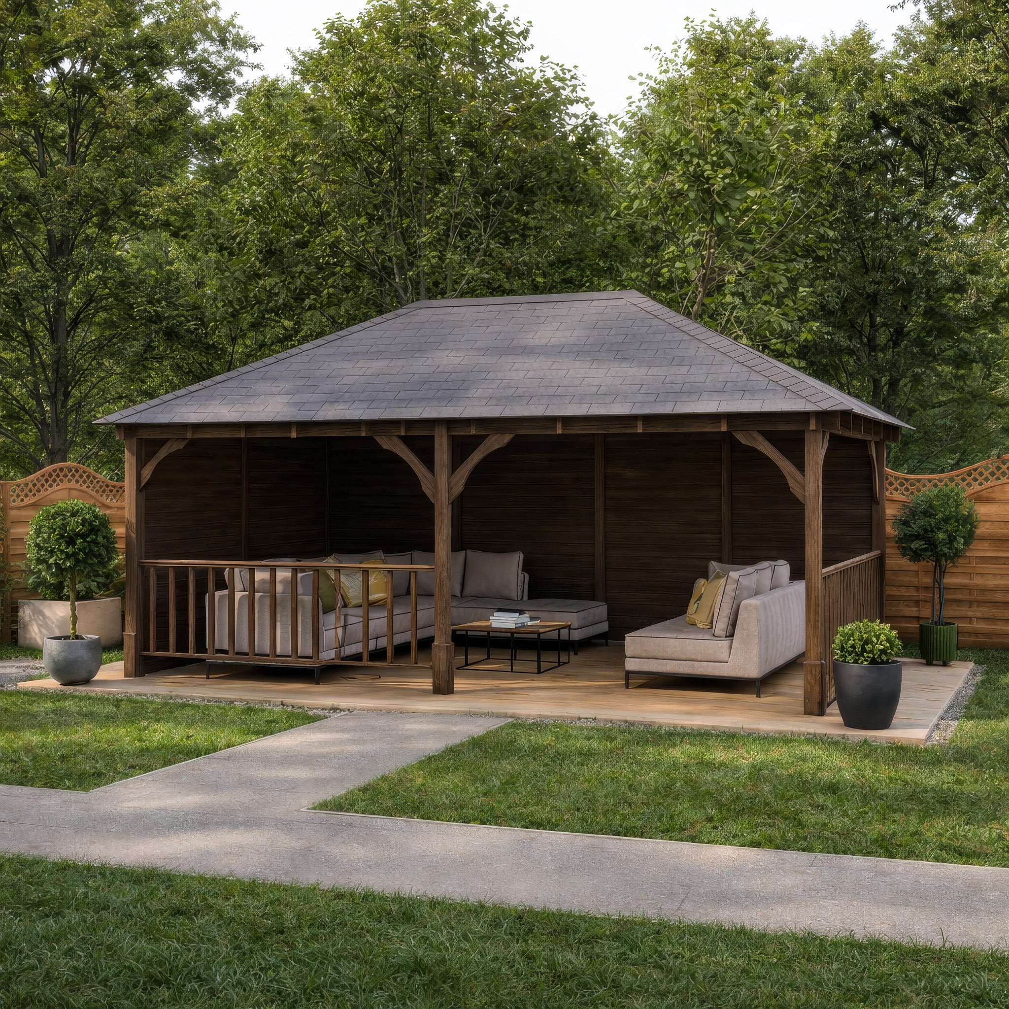Beaumont Apex Gazebo - Rustic Brown - 4m Width x 6m Length