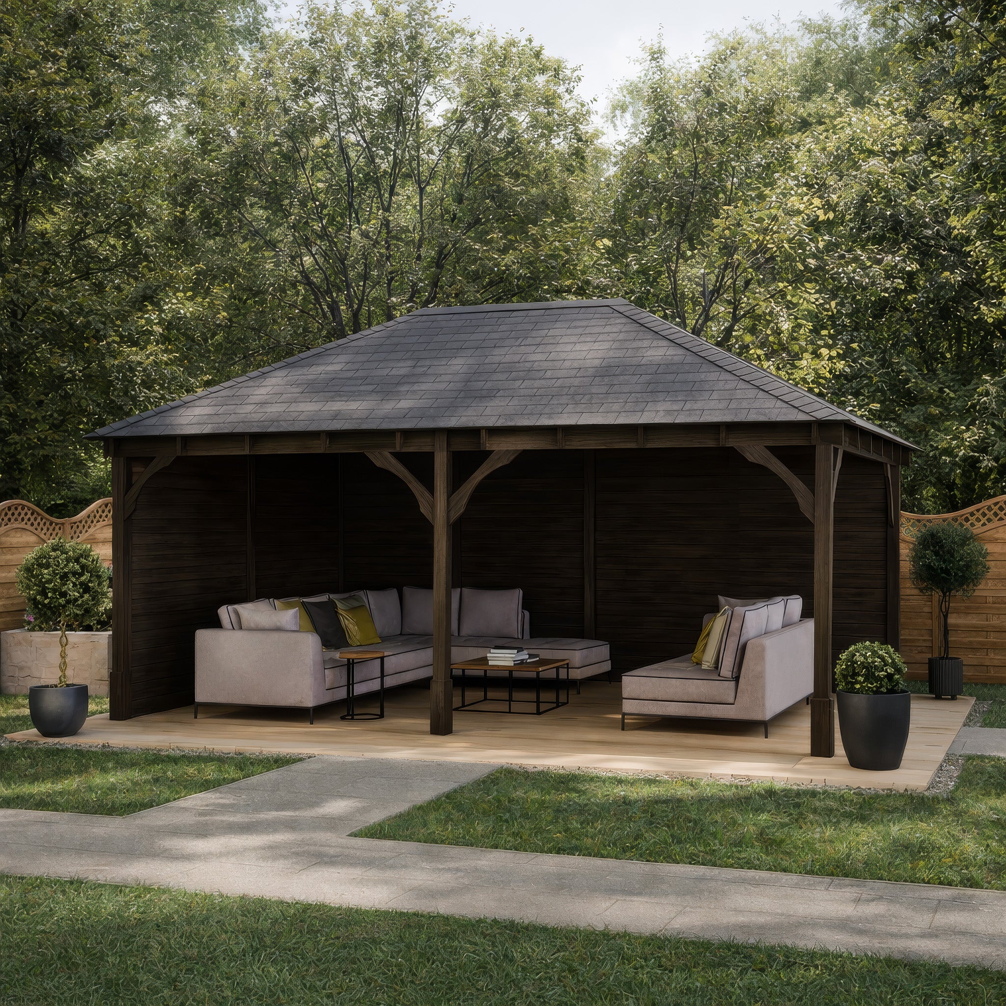 Beaumont Apex Gazebo - Rustic Brown - 3m Width x 5m Length