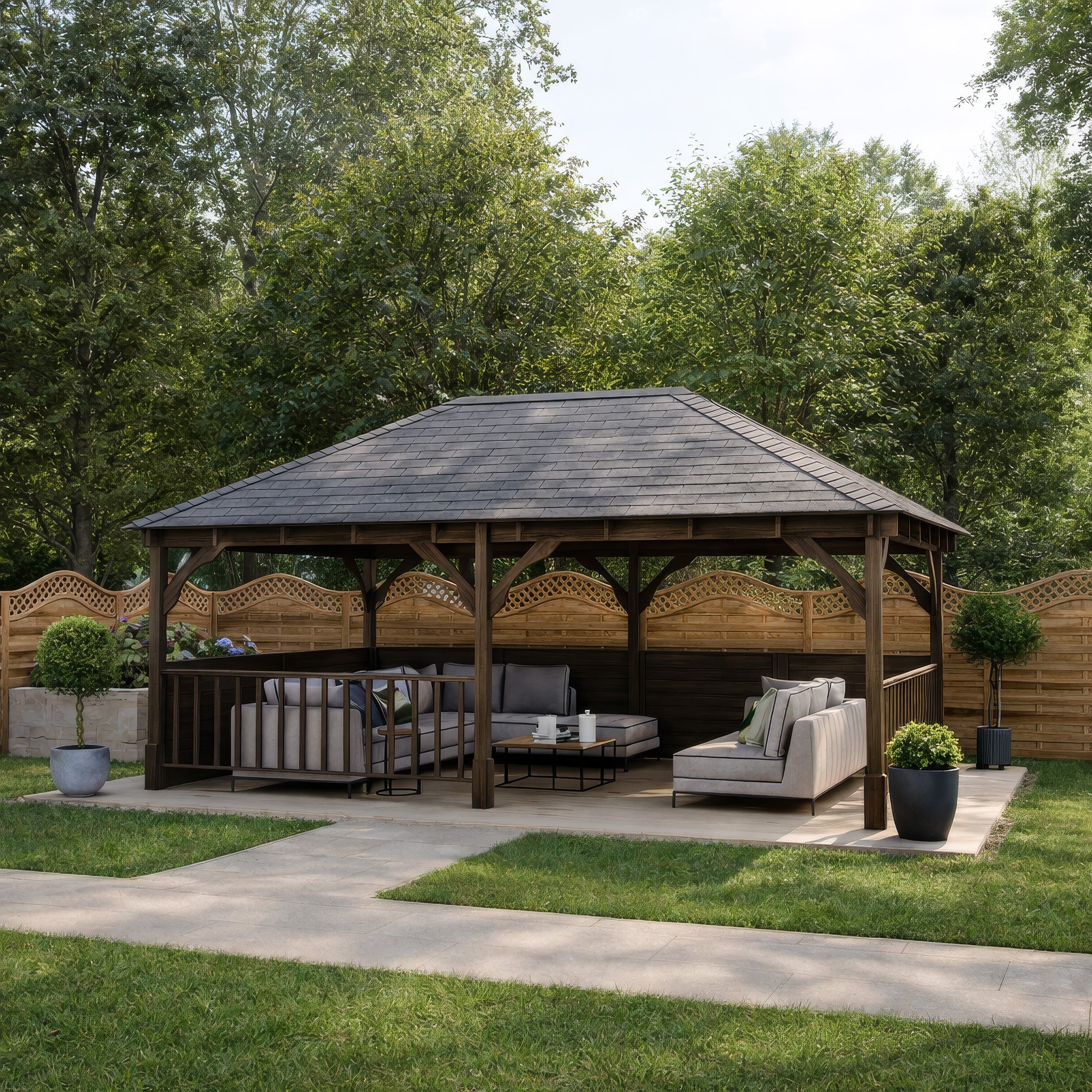 Beaumont Apex Gazebo - Rustic Brown - 3m Width x 6m Length