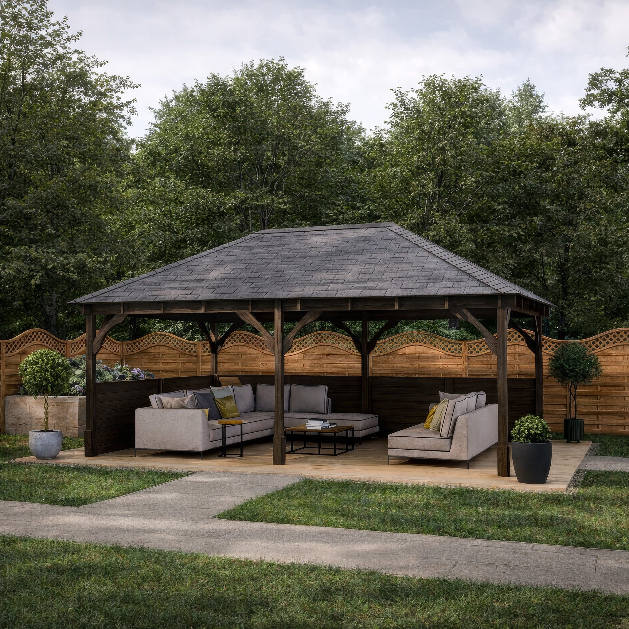 Beaumont Apex Gazebo - Rustic Brown - 4m Width x 6m Length