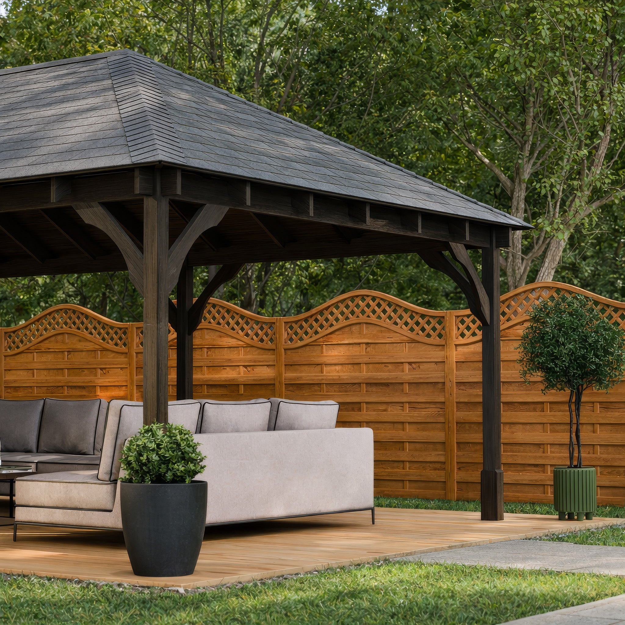 Beaumont Apex Gazebo - Rustic Brown - 3m Width x 6m Length