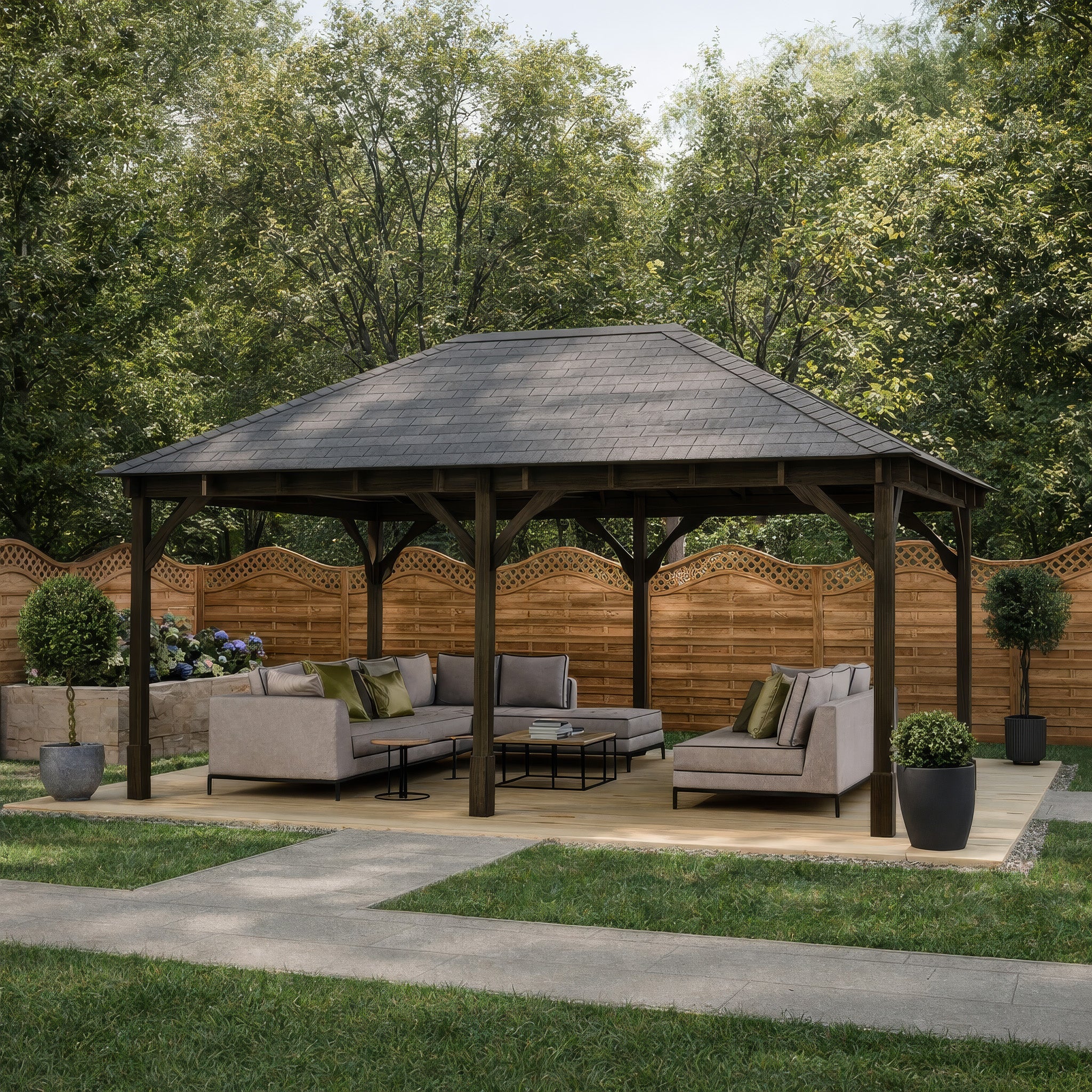 Beaumont Apex Gazebo - Rustic Brown - 3m Width x 5m Length