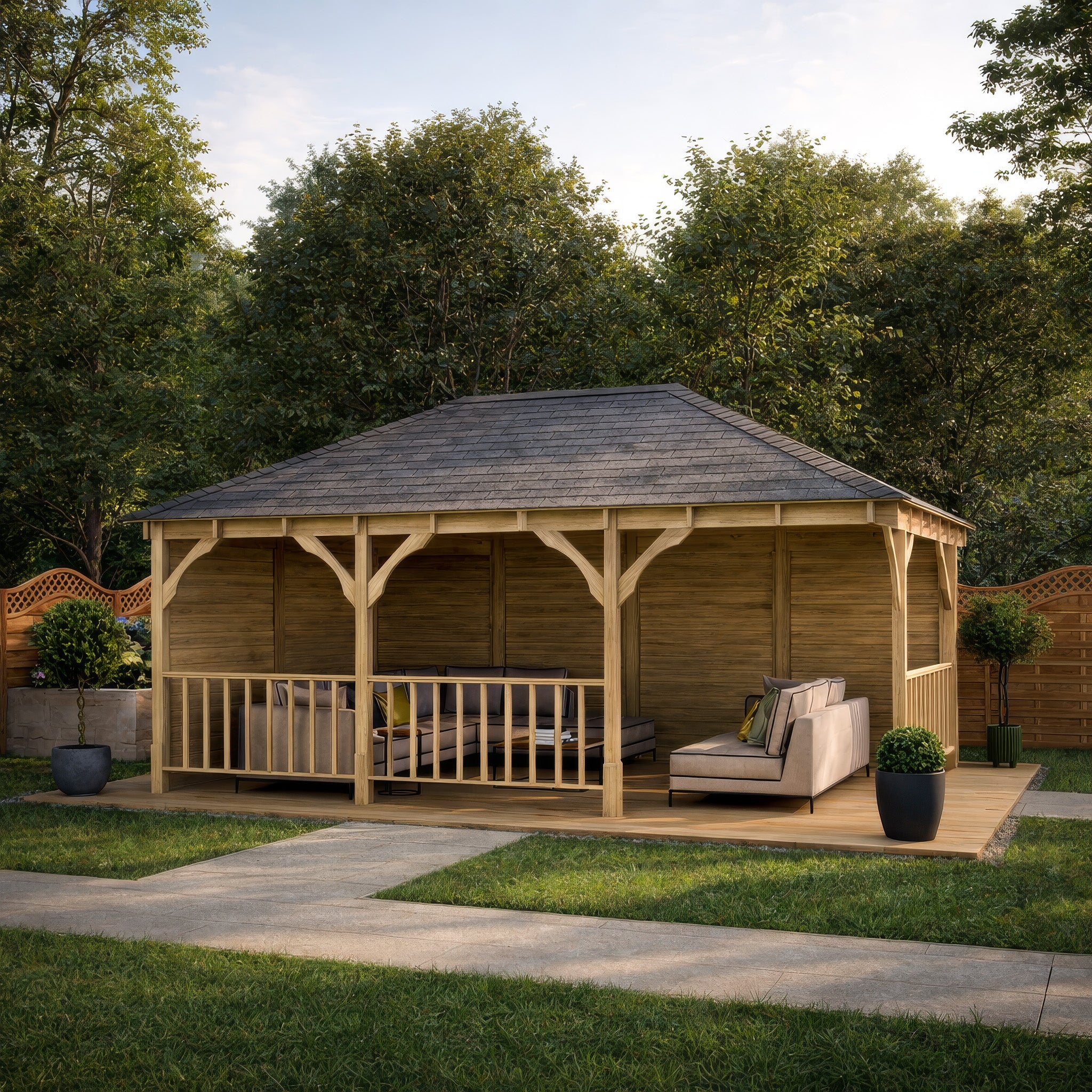 Clipsham Apex Gazebo - Light Green - 4m Width x 7m Length