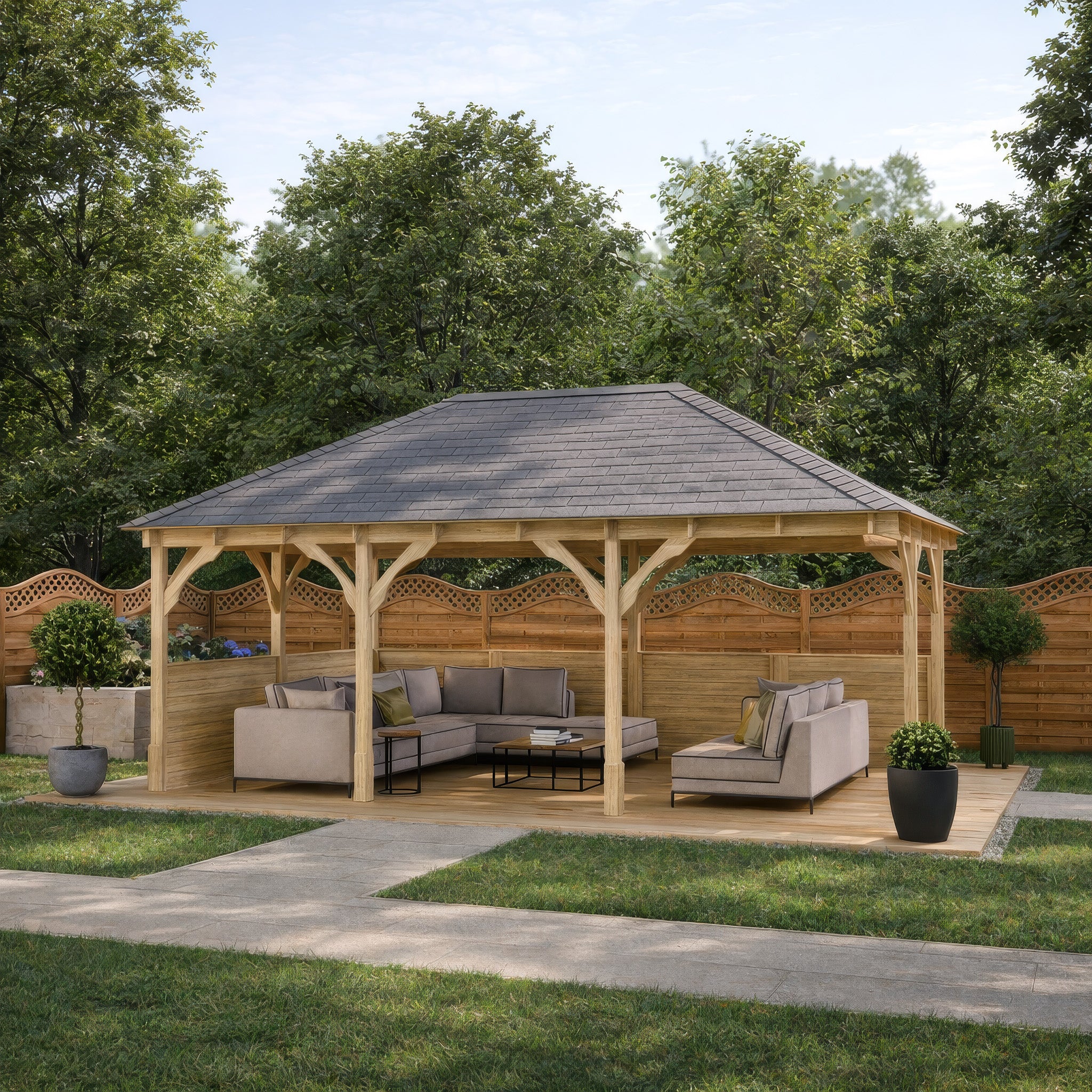 Clipsham Apex Gazebo - Light Green - 4m Width x 6m Length
