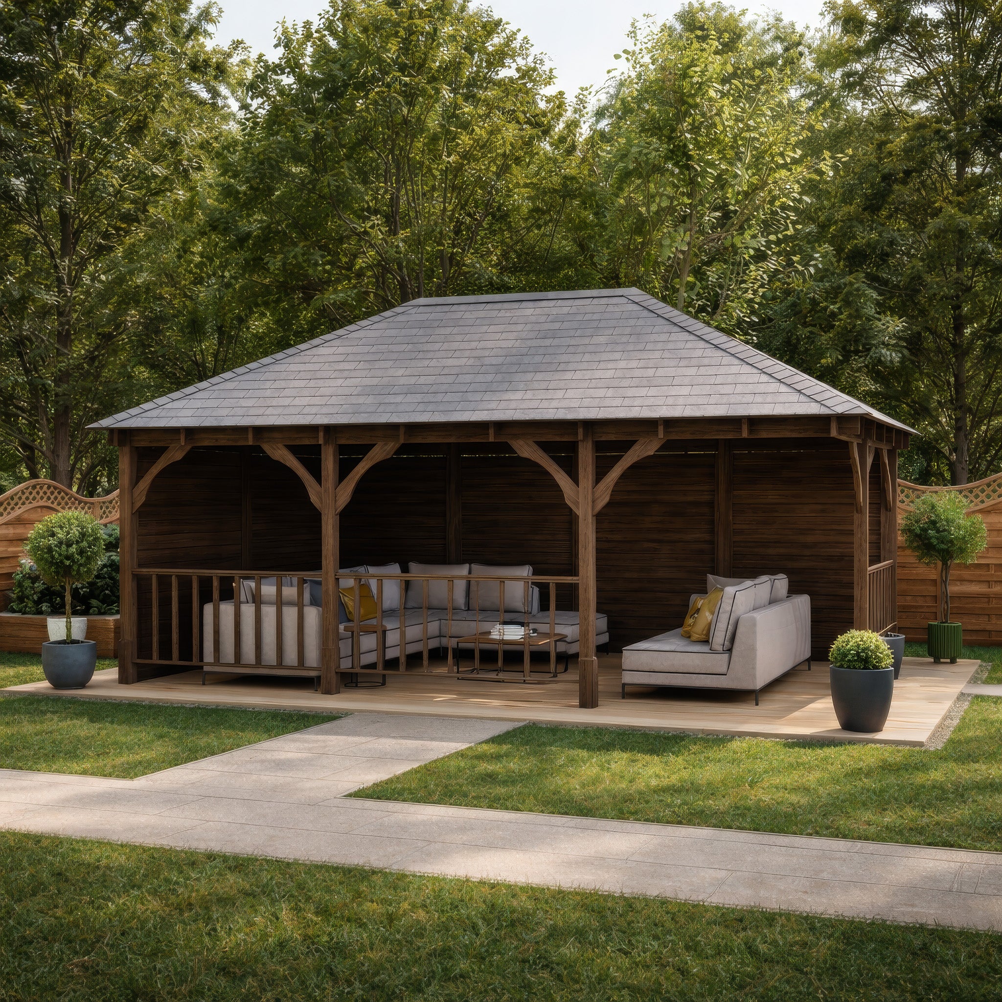 Clipsham Apex Gazebo - Rustic Brown - 3m Width x 6m Length