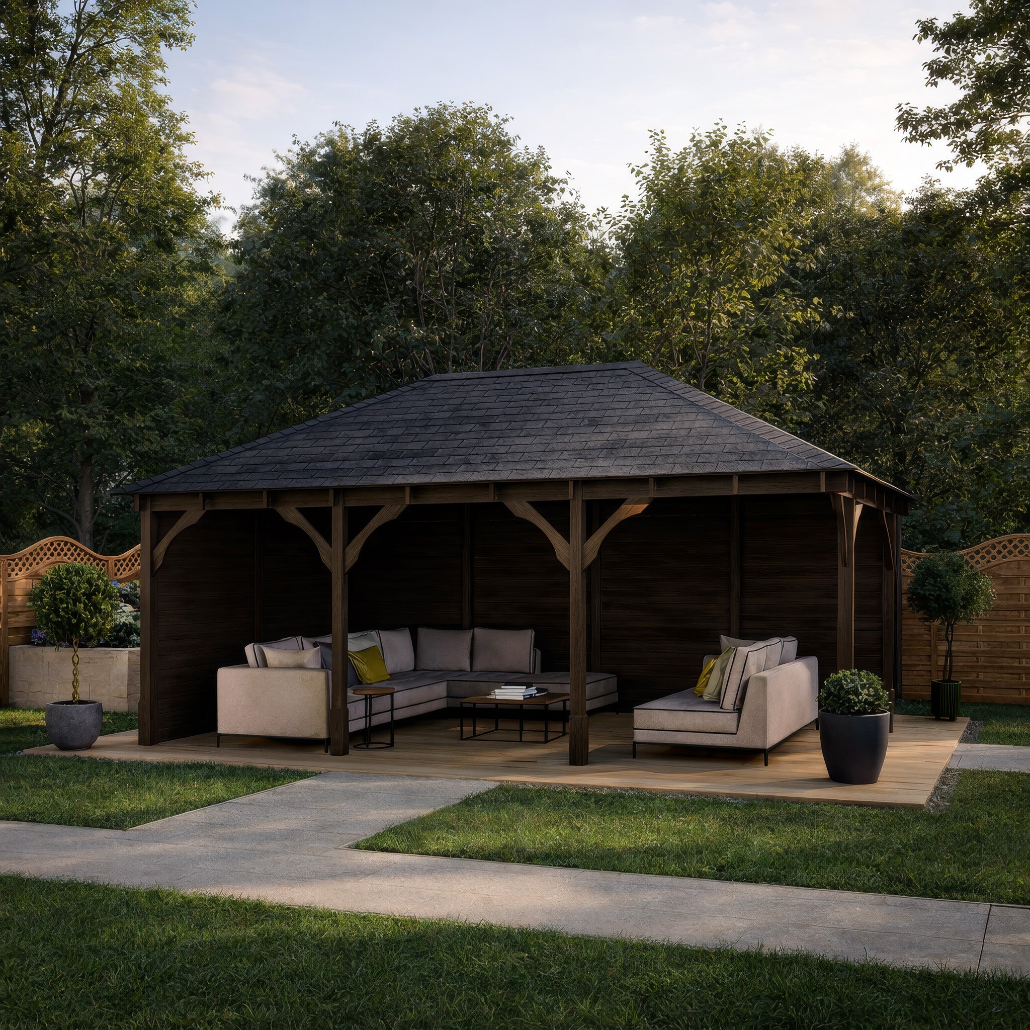 Clipsham Apex Gazebo - Rustic Brown - 4m Width x 6m Length