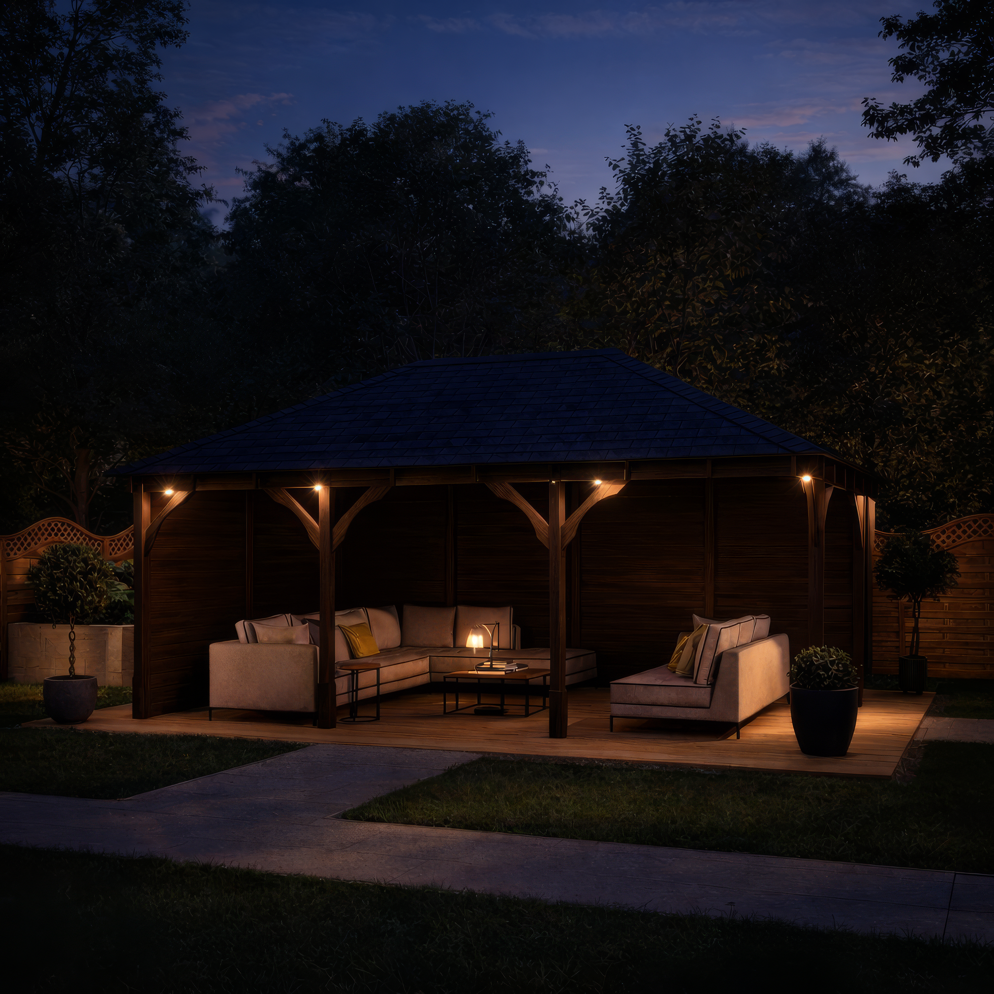 Clipsham Apex Gazebo - Rustic Brown - 3m Width x 7m Length