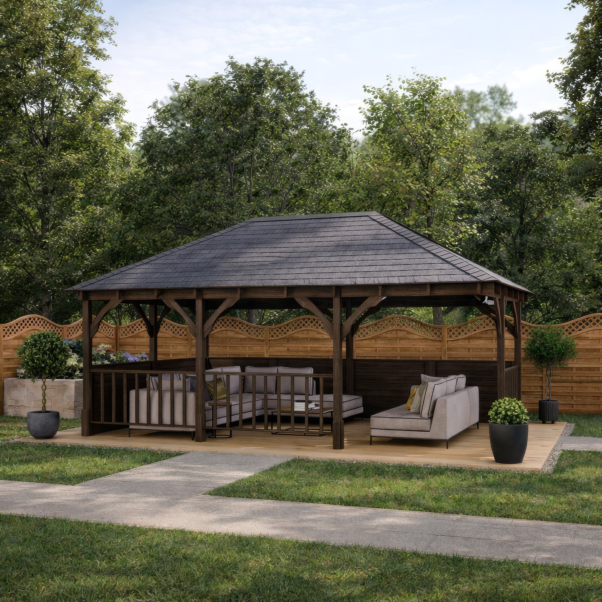 Clipsham Apex Gazebo - Rustic Brown - 3m Width x 6m Length