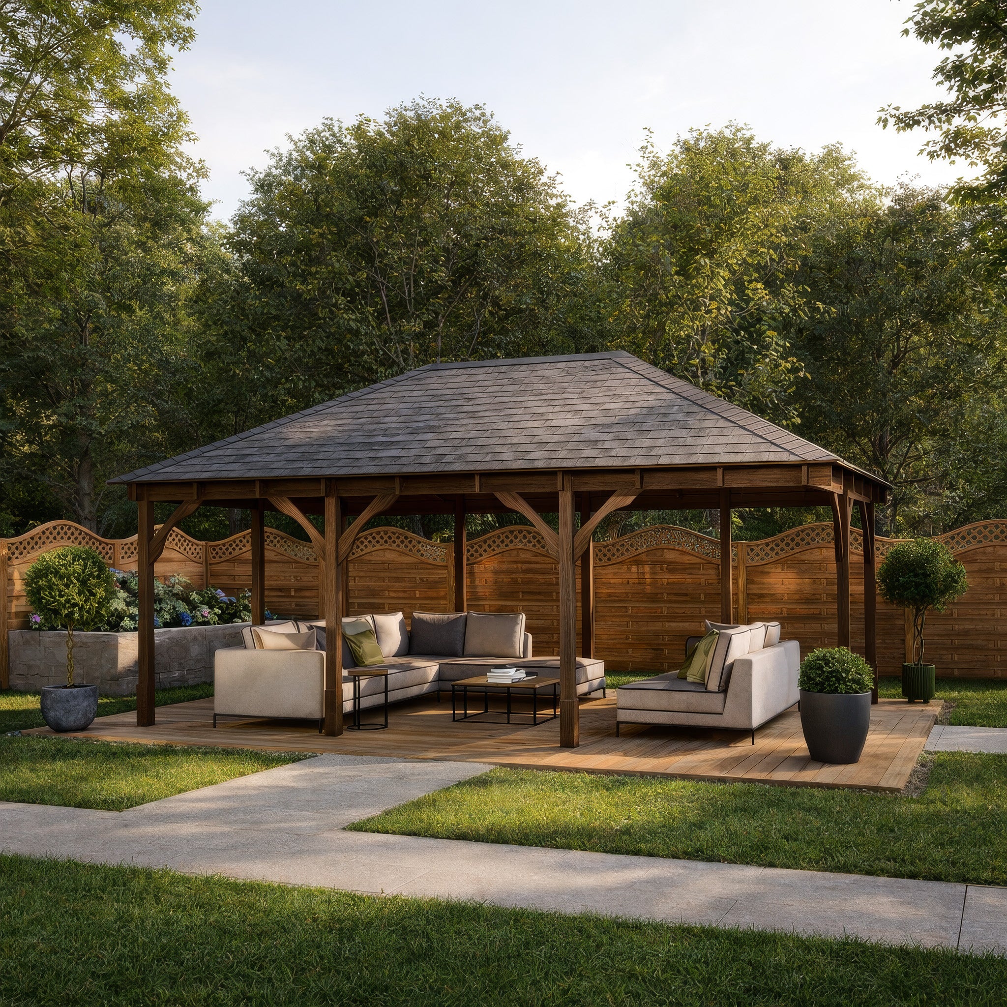 Clipsham Apex Gazebo - Rustic Brown - 3m Width x 5m Length