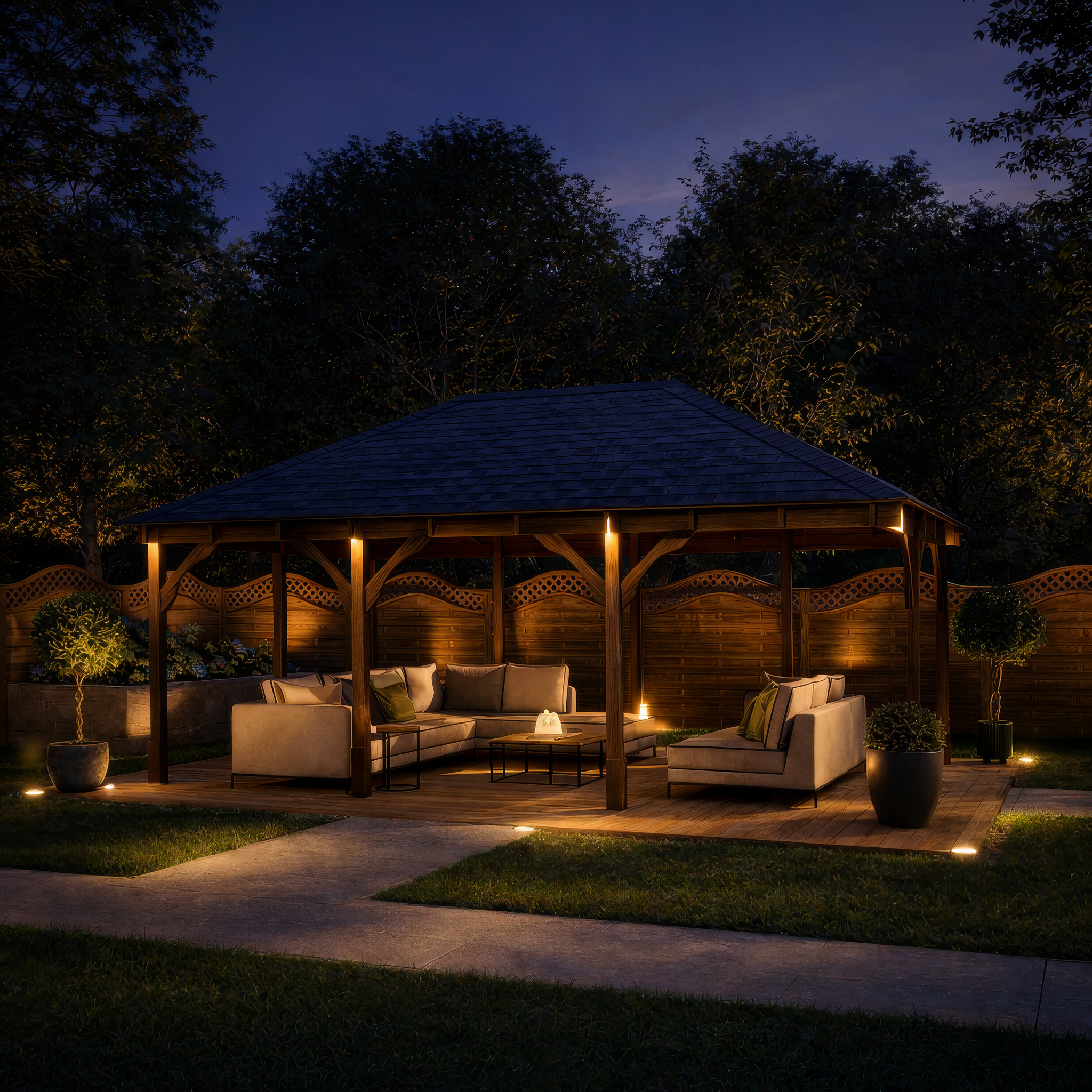 Clipsham Apex Gazebo - Rustic Brown - 3m Width x 7m Length