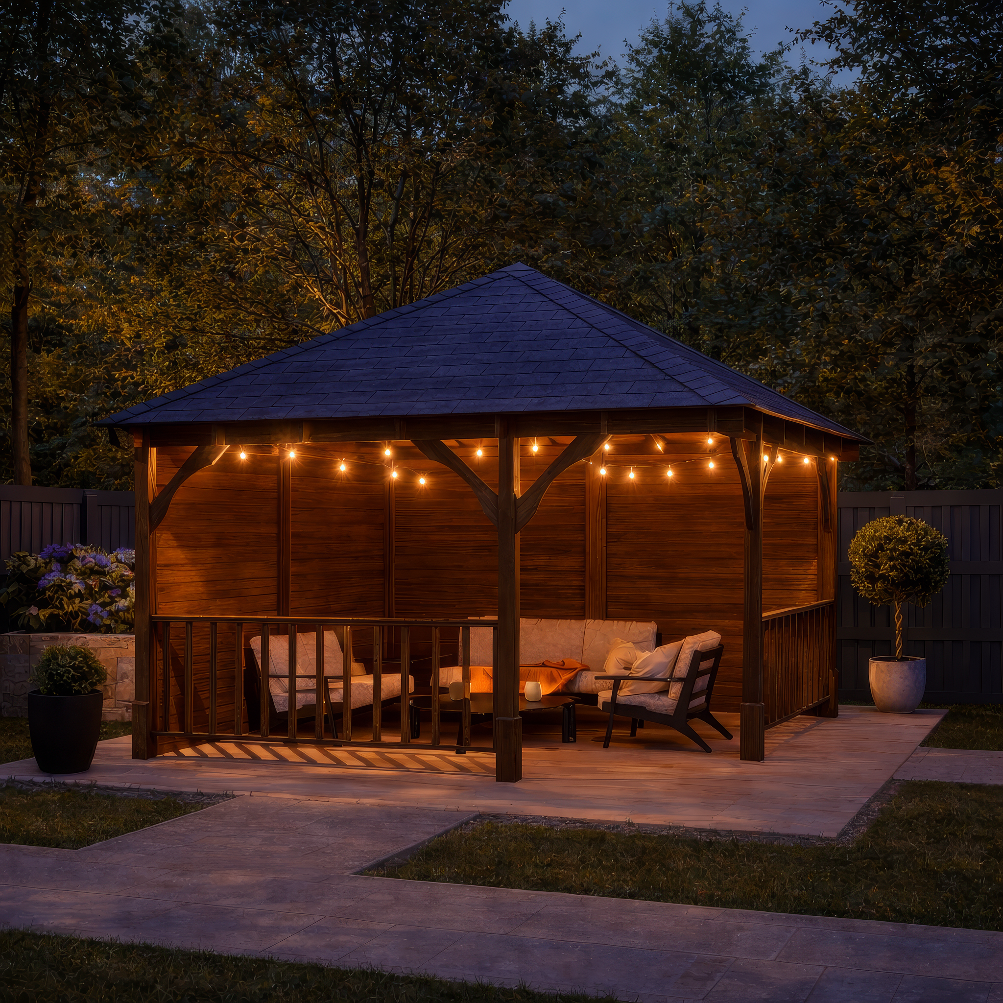 Luffenham Apex Gazebo - Rustic Brown - 3m Width x 3m Length