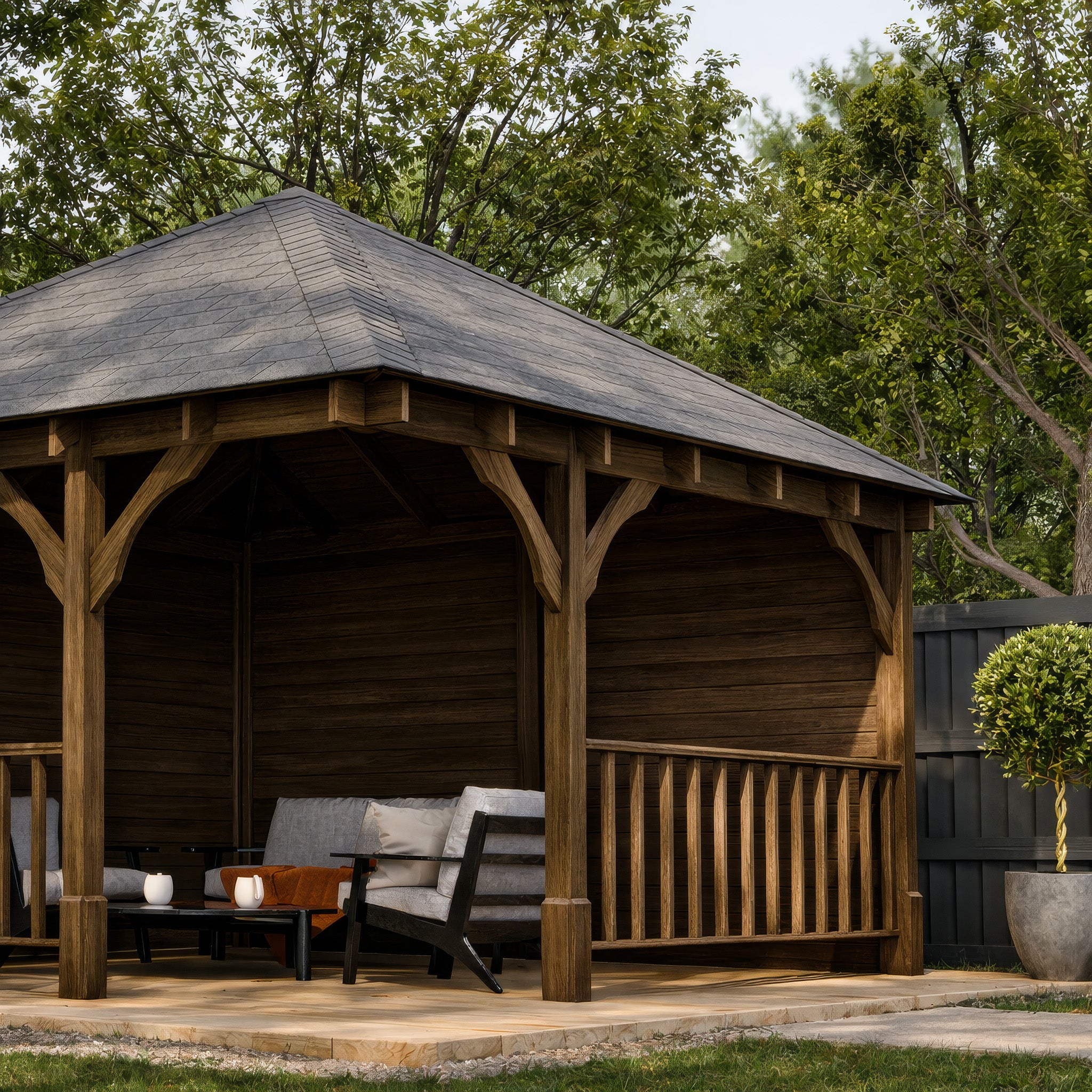 Luffenham Apex Gazebo - Rustic Brown - 3m Width x 3m Length