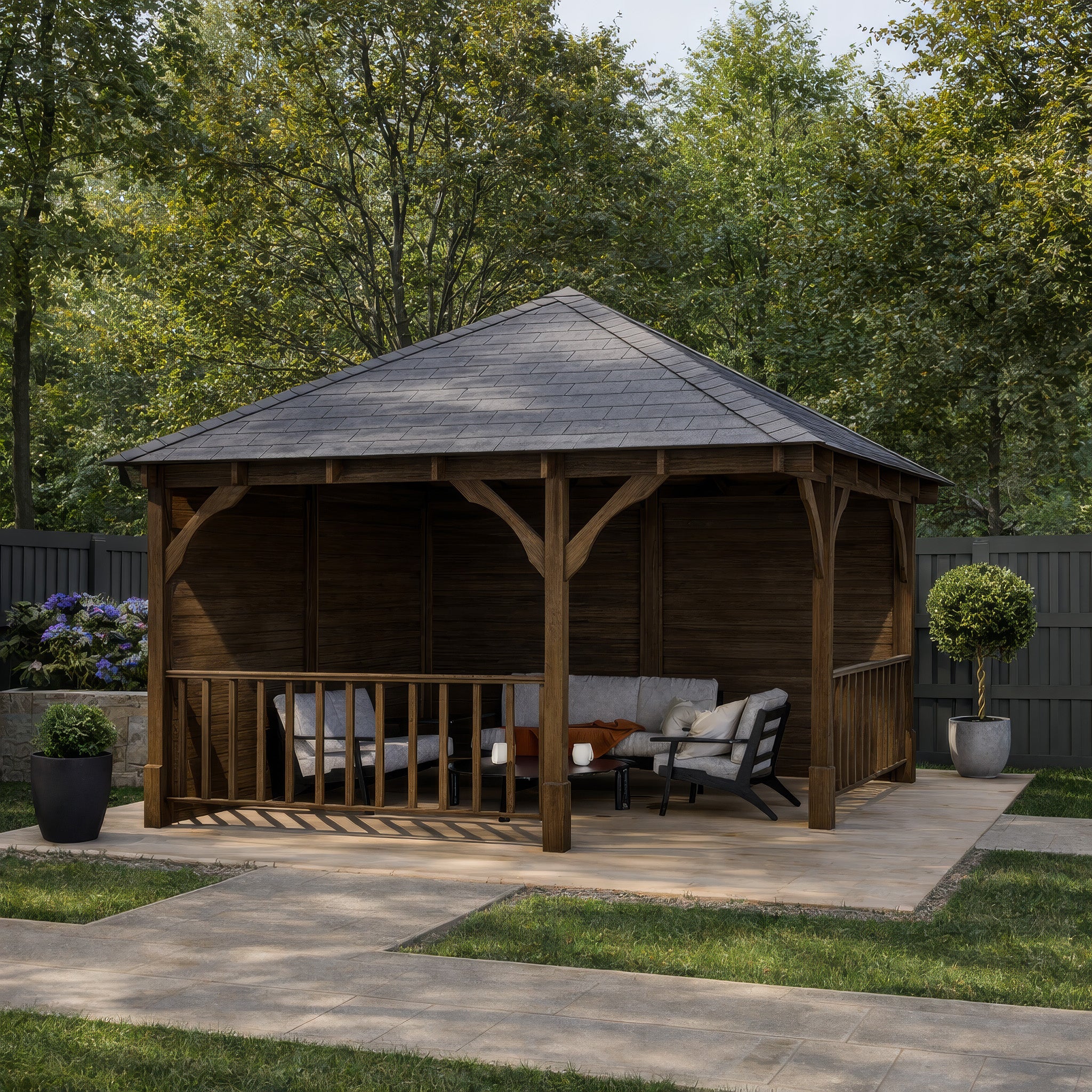 Luffenham Apex Gazebo - Rustic Brown - 3m Width x 3m Length