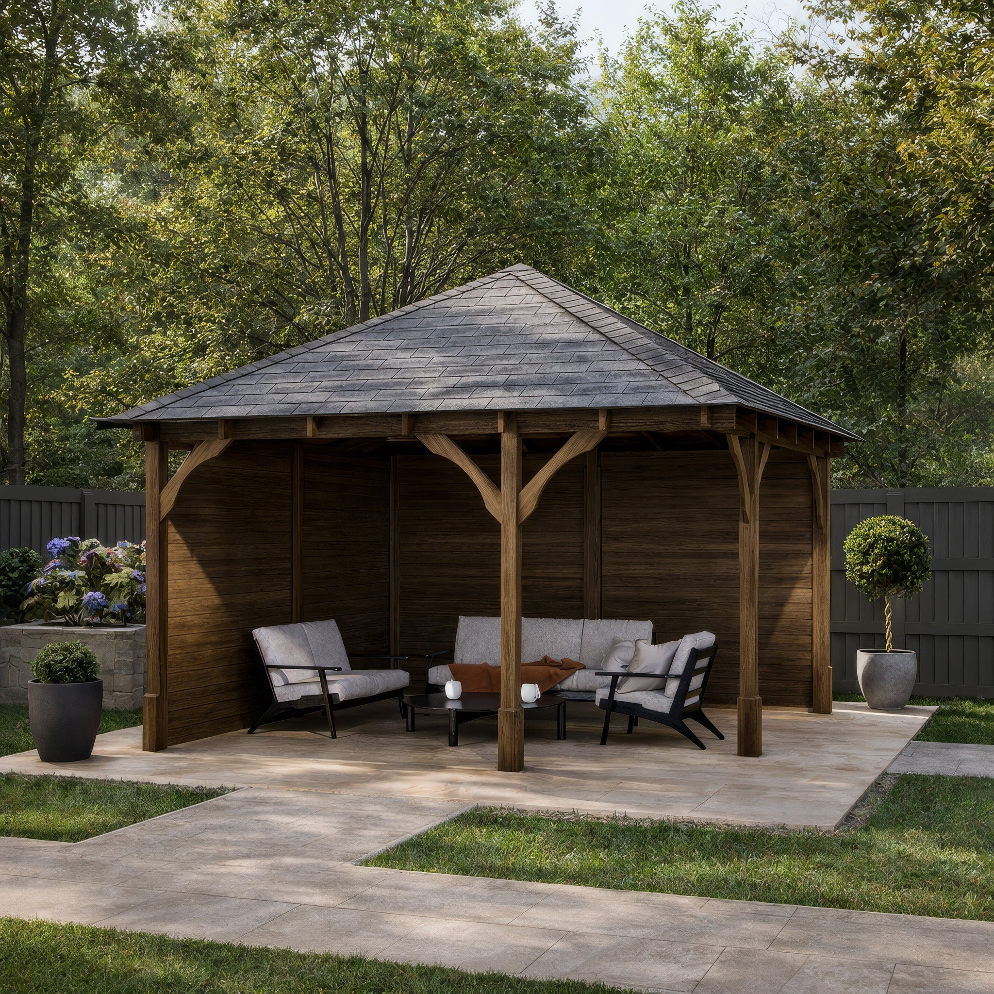 Luffenham Apex Gazebo - Rustic Brown - 3m Width x 3m Length