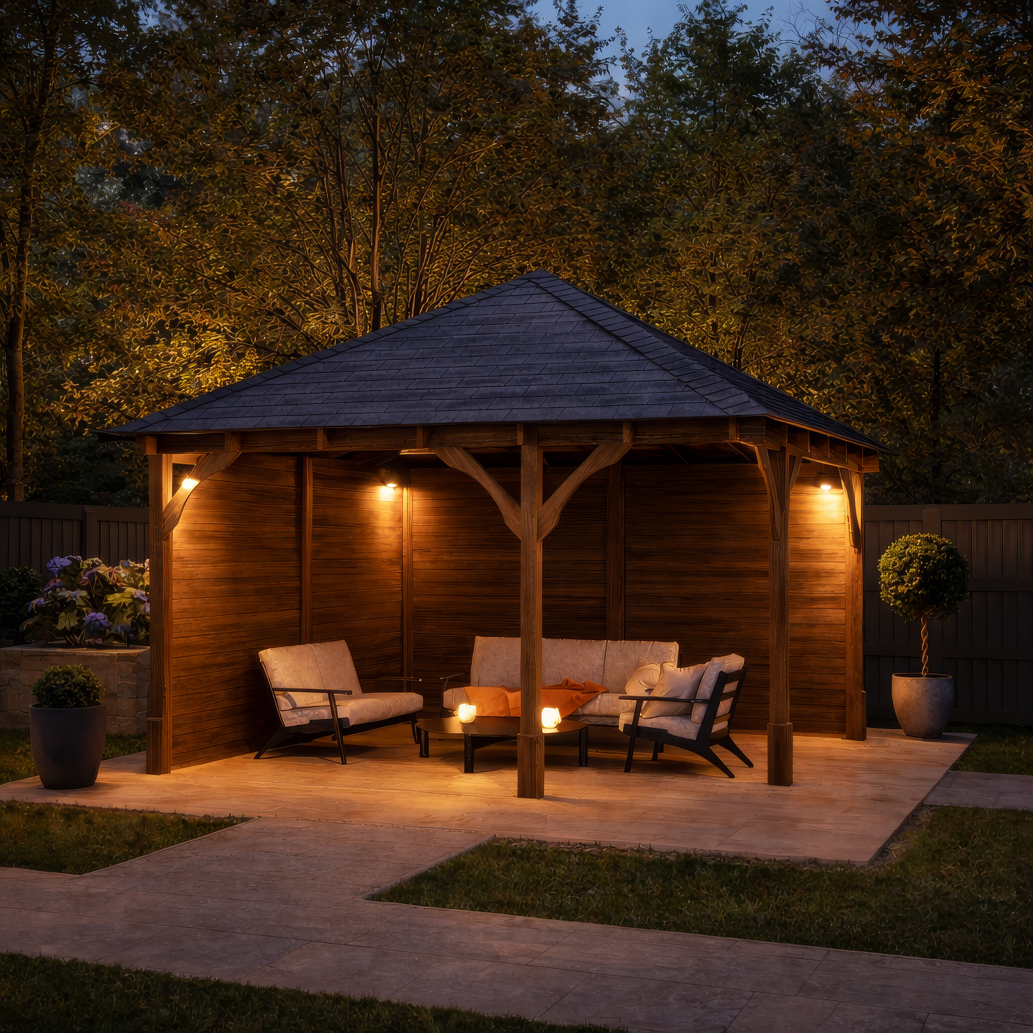 Luffenham Apex Gazebo - Rustic Brown - 3m Width x 3m Length