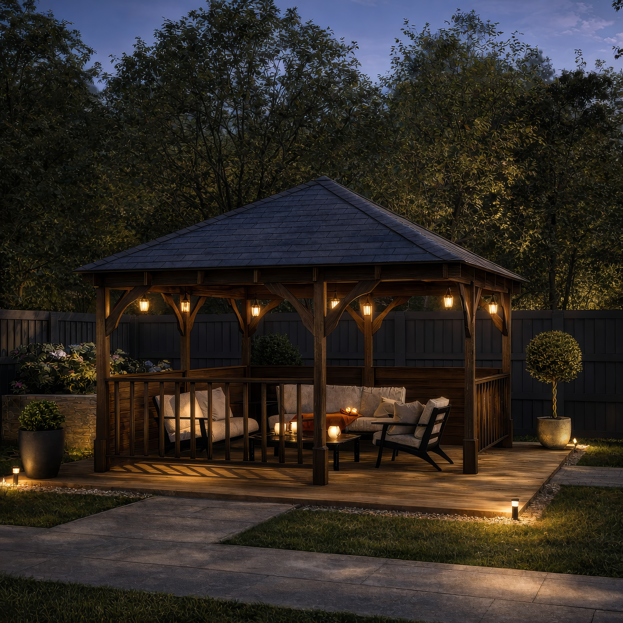 Luffenham Apex Gazebo - Rustic Brown - 3m Width x 3m Length