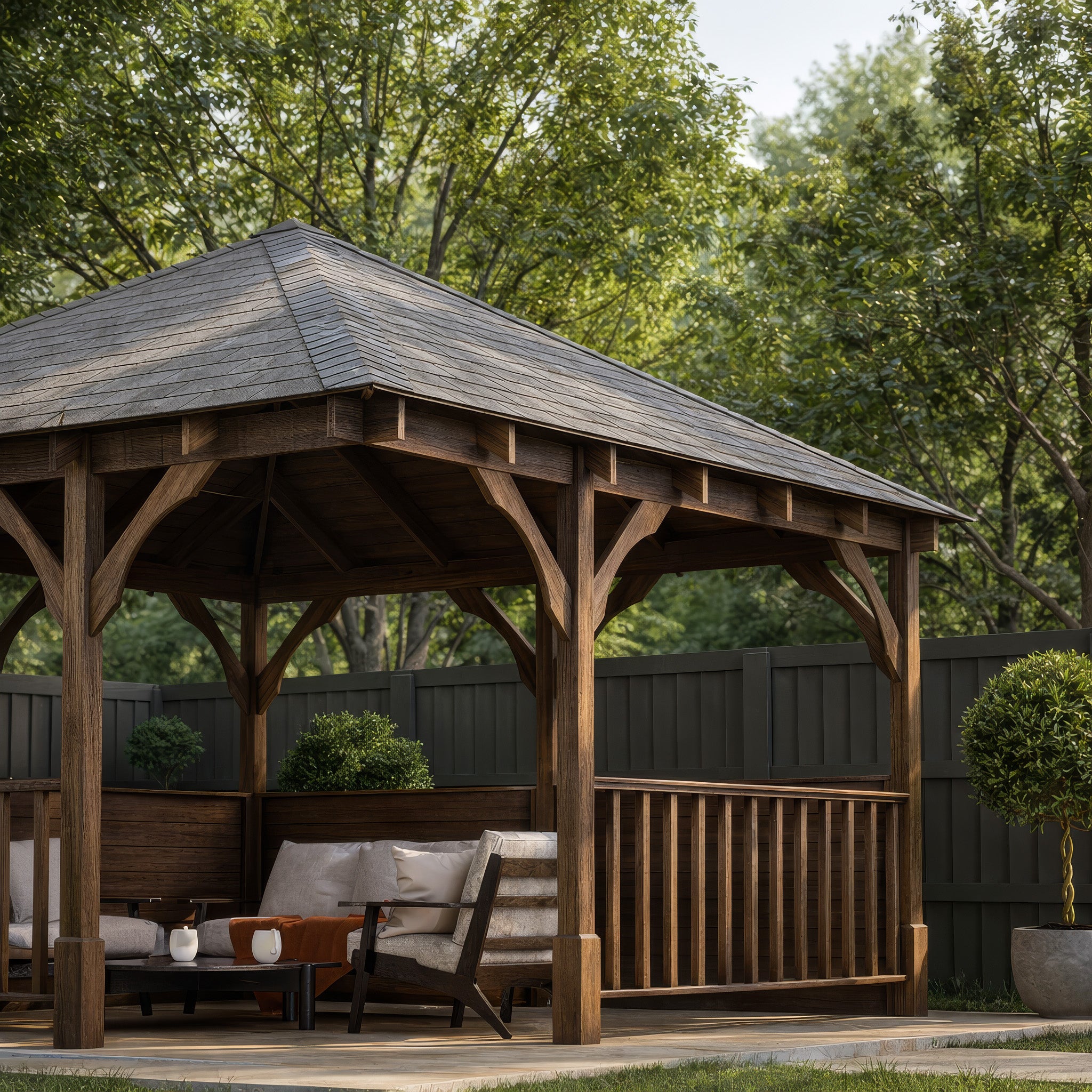 Luffenham Apex Gazebo - Rustic Brown - 3m Width x 3m Length