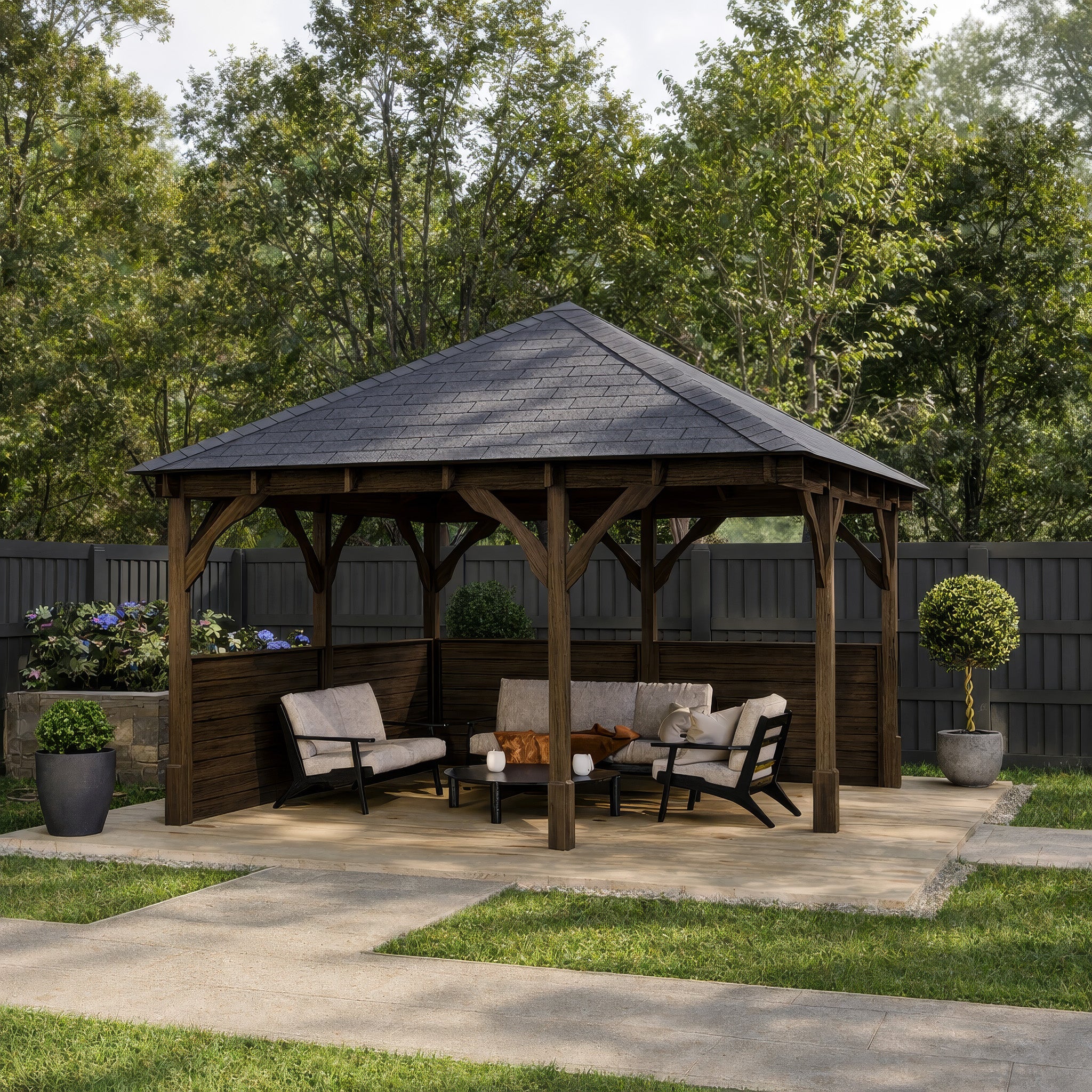 Luffenham Apex Gazebo - Rustic Brown - 3m Width x 3m Length