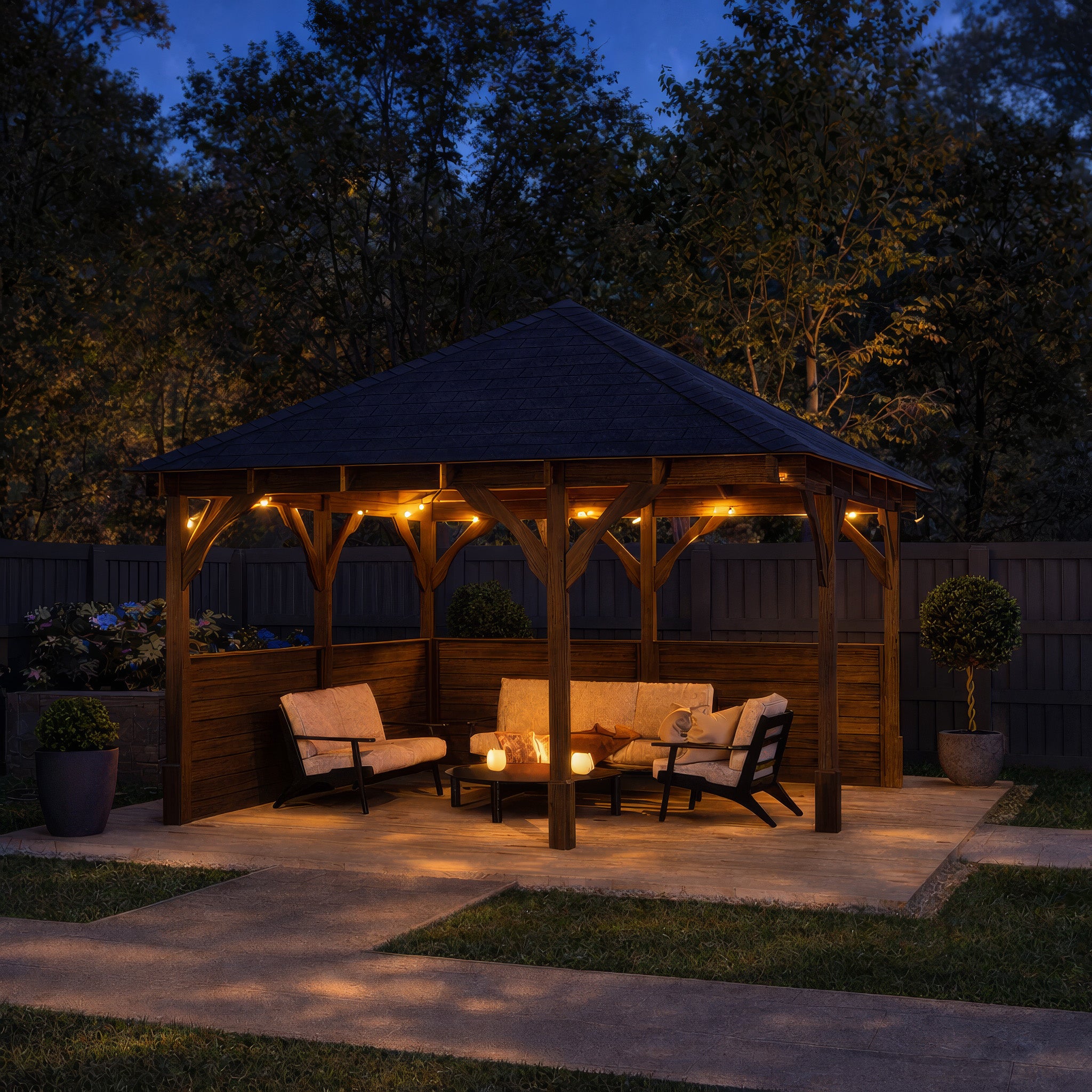 Luffenham Apex Gazebo - Rustic Brown - 3m Width x 3m Length
